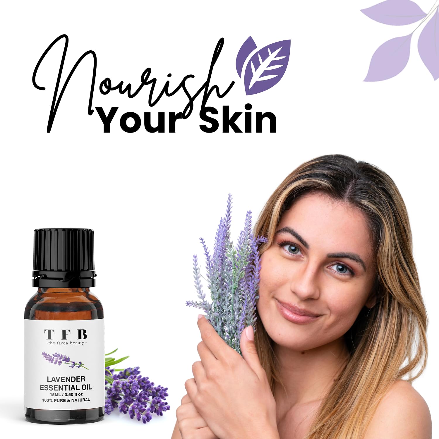 TFB 100% Pure Organic Lavender & Tea Tree Essential Oil Set (2x15ml) - Natural Dandruff & Dry Scalp Treatment, Acne & Pimple Control, Stress Relief - Perfect for Aromatherapy, DIY Skincare & Hair Care