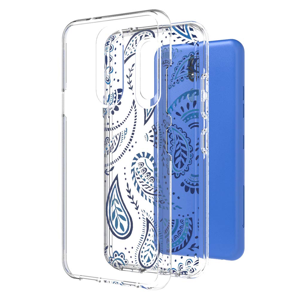 Z-GEN Slim Hybrid Clear TPU Phone Case for LG K40/Harmony 3/Xpression Plus 2 (2019) LM-X420/LG Solo LTE L423DL - Shockproof Protective Cover with AC2 Blue Totem Design - Perfect for Daily Use, Work & Outdoor Activities