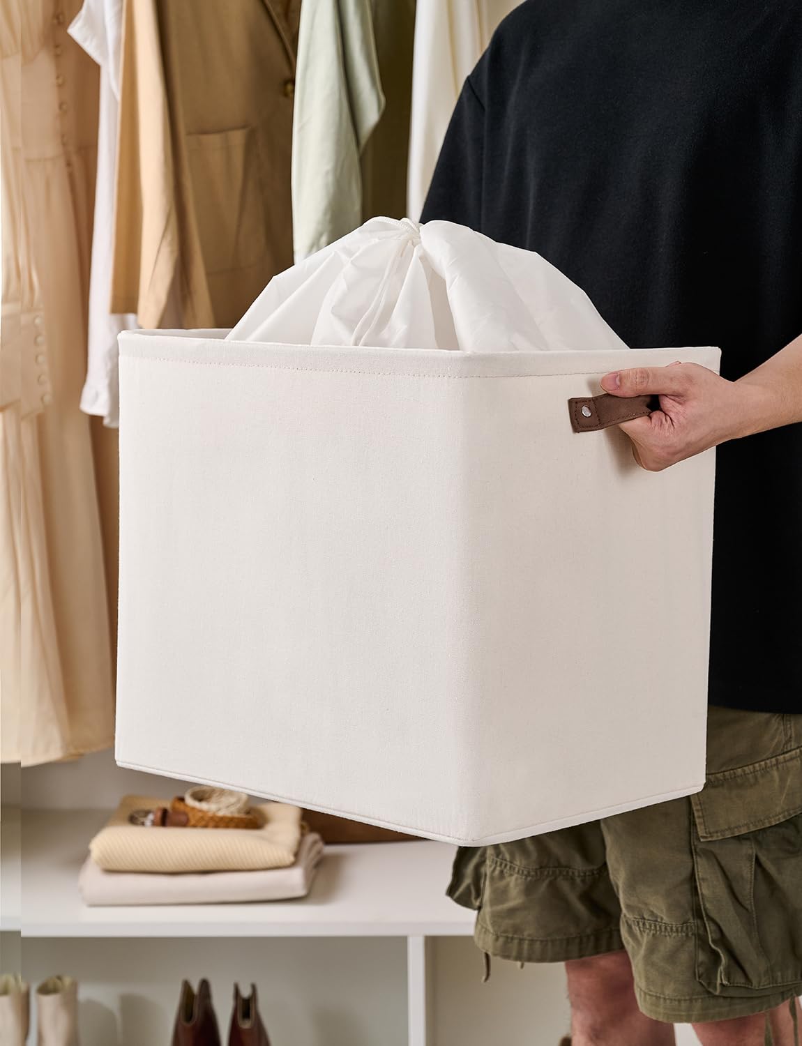 Foldable Fabric Storage Bin with Clear Window & Lid - Closet Organizer for Clothes, Toys, and Home Organization | Perfect for Bedroom, Nursery, and Office Storage