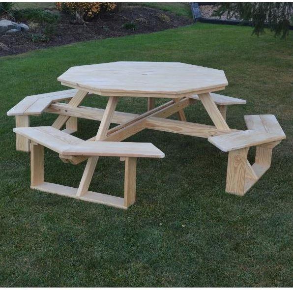A & L Furniture 54 Inch Octagon Walk-In Dining Table with Free Umbrella Hole - Perfect for Outdoor Patio, Garden, and Poolside Gatherings