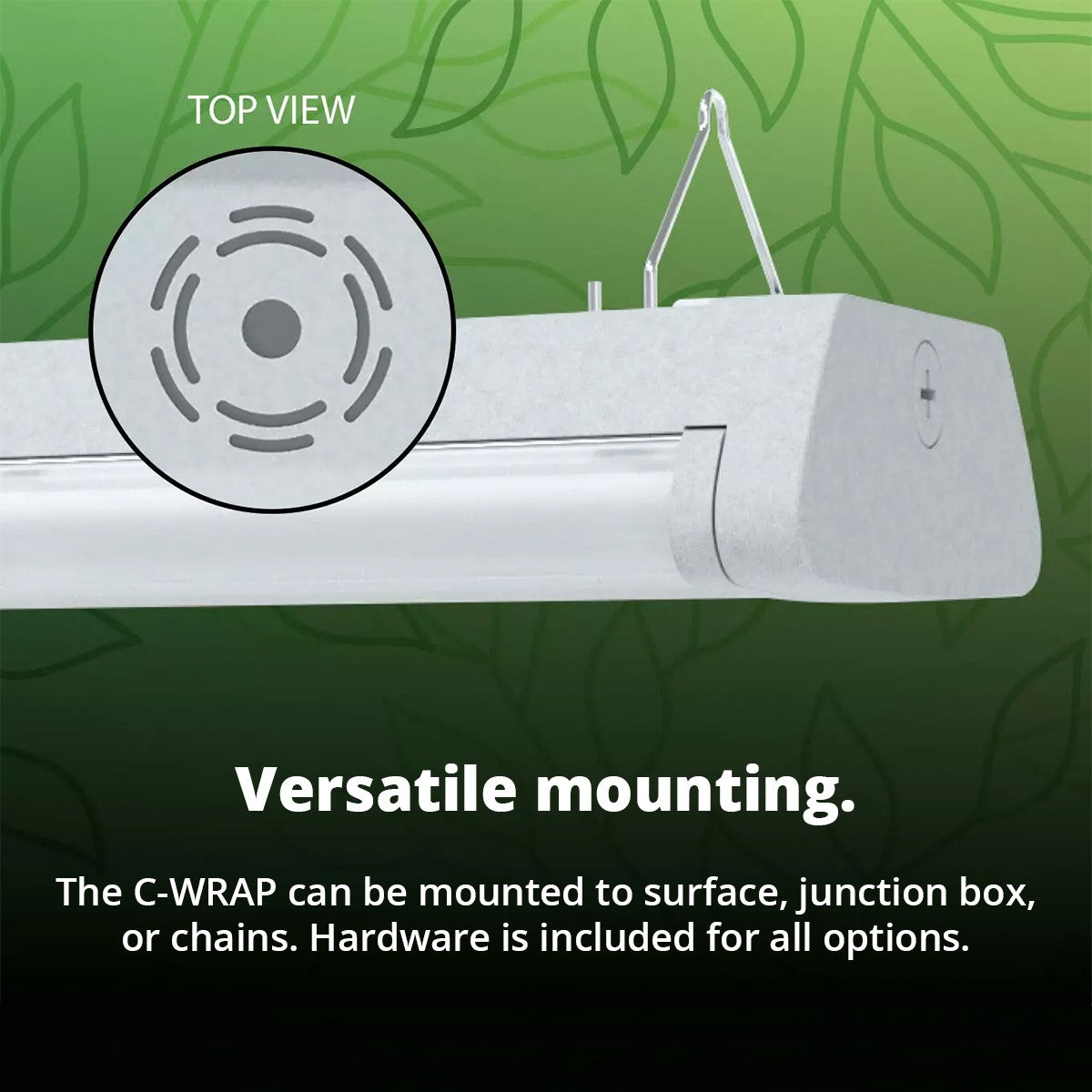 2ft LED Wrap Light 3000 Lumens - 3500K/4000K/5000K Color Temperature - Surface or Suspended Mount - 120-277V - Perfect for Offices, Warehouses, and Retail Stores