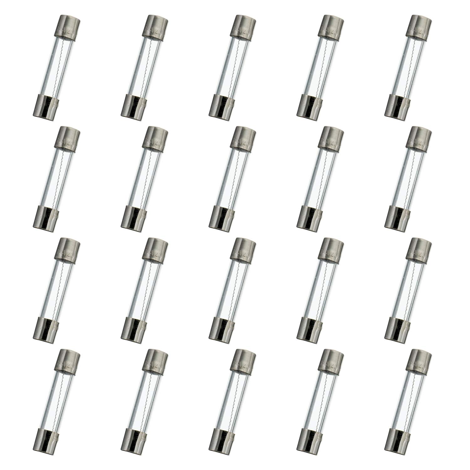 20 Pcs 6x30mm Slow Blow Glass Fuses 15A 250V - T15AL250V Time Delay Fuses (0.24 x 1.18 Inch) for Electronics, Appliances, and Power Tools