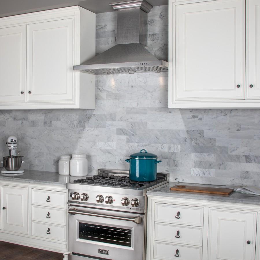 ZLINE 8KBS Designer Series Satin Stainless Steel Convertible Range Hood - Wall Mount Ventilation for Kitchen with Multiple Size Options | Perfect for Modern Home Cooking & Professional Chef Use