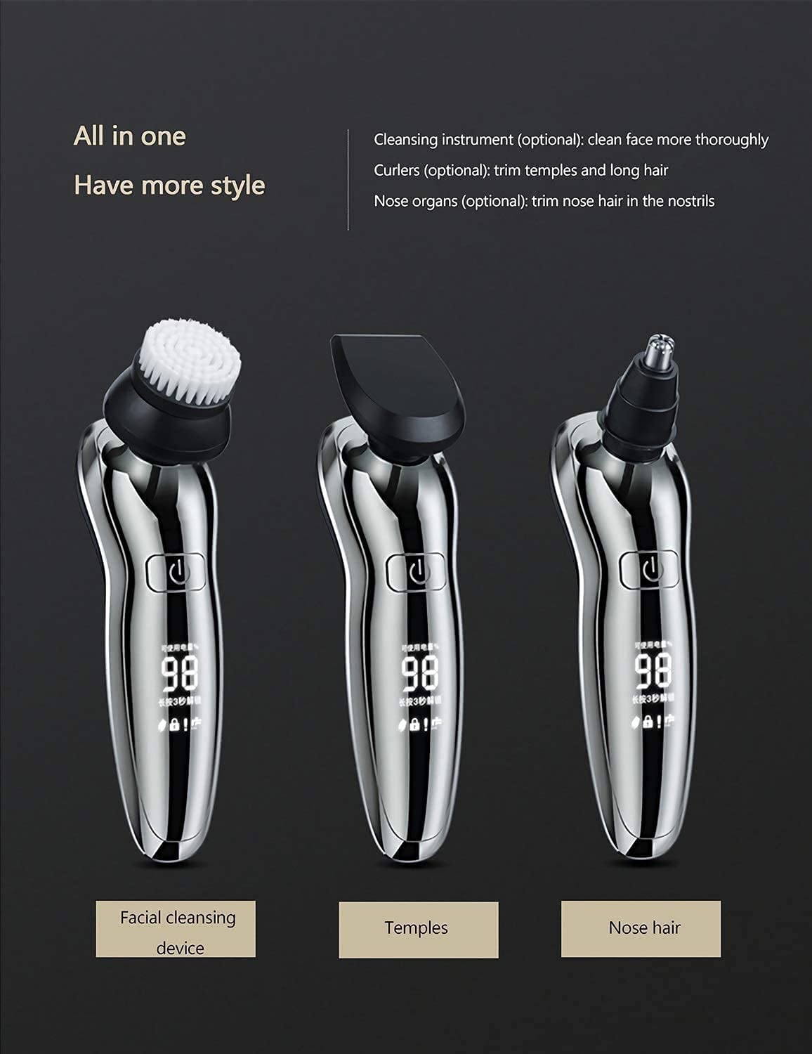 Men's Electric Razor - Waterproof Rotary Shaver for Dry/Wet Use, Cordless USB Rechargeable Travel Shaver with Nose Hair Trimmer & Facial Cleansing Brush - Perfect for Home, Travel, and Gifts for Husband