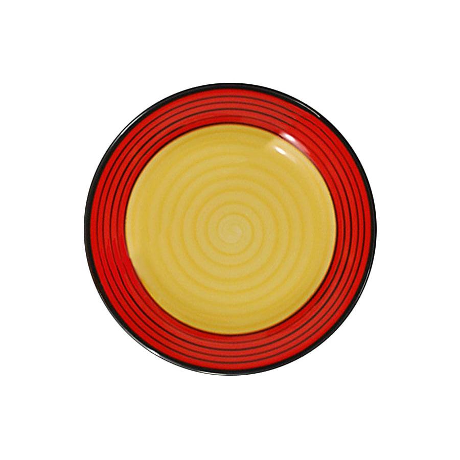 4-Piece Red Carousel Pattern Dinner Plate Set - Elegant Tableware for Everyday Meals, Parties & Special Occasions