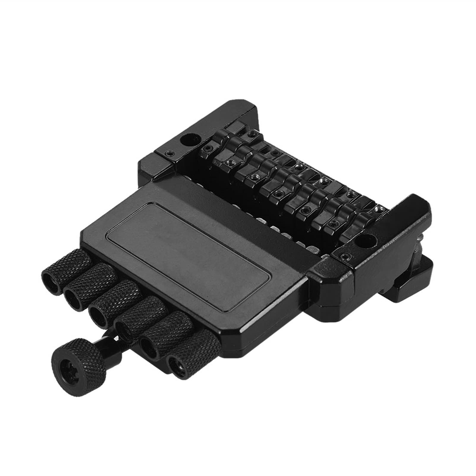 6-String Electric Guitar Bridge Saddle & Tremolo Tailpiece System - Black Headless Guitar Replacement Part | Perfect for DIY Guitar Repair, Upgrades & Professional Performances