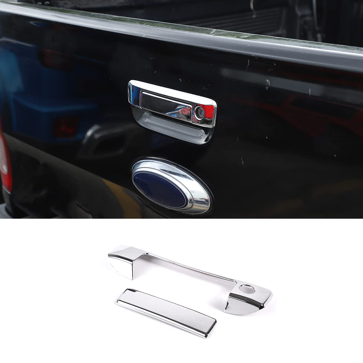 2015-2021 Ford Ranger Tailgate Handle Cover - Silver Trunk Door Trim Decoration Accessory | Compatible with Ford Ranger Pickup Truck | Perfect for Car Customization & Exterior Protection