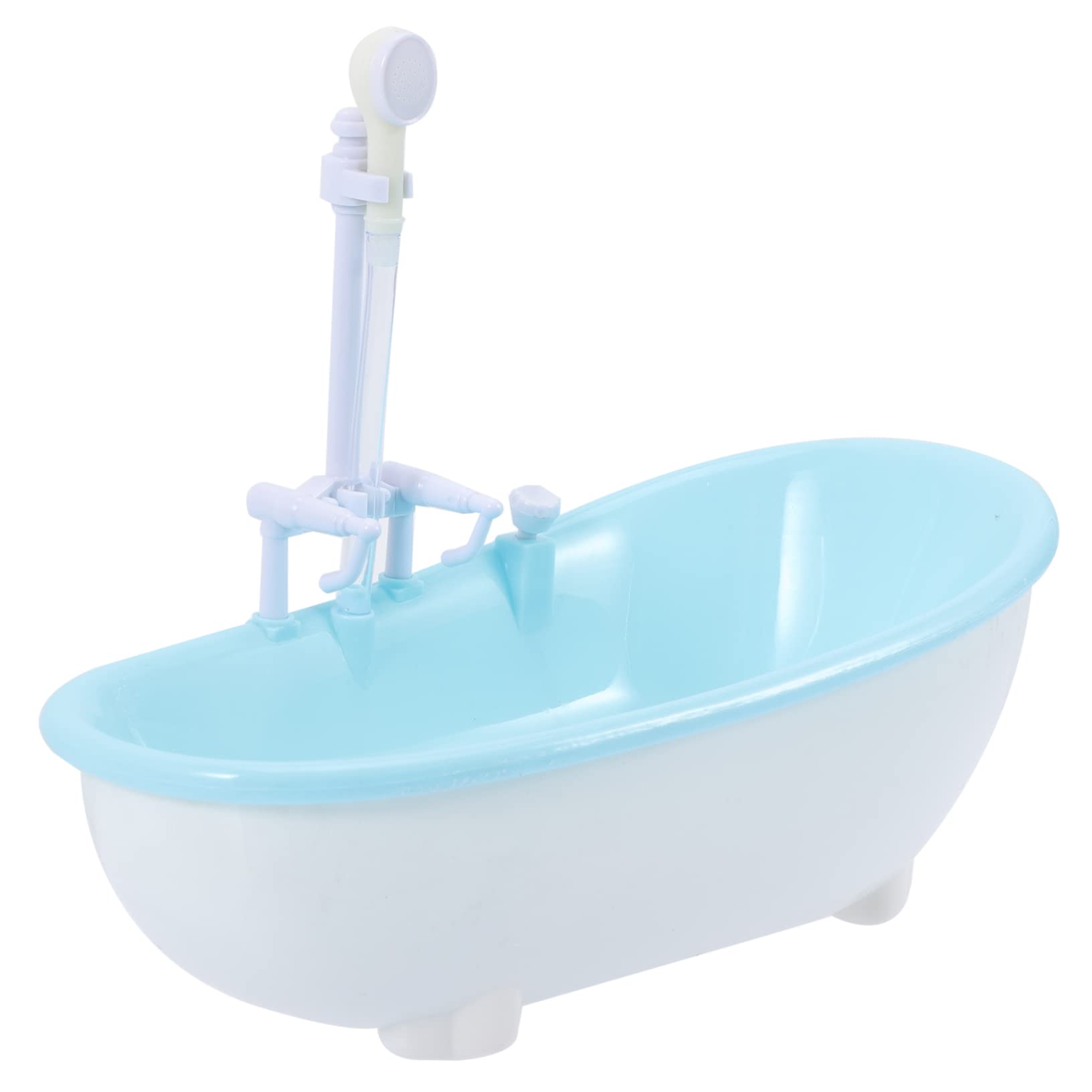 FAVOMOTO 4-Piece Mini Bathtub Toy Set - Sky Blue Plastic Bathing Doll Accessories for Kids, Baby Shower & Bath Time Fun - Perfect for Pretend Play and Bathroom Decor