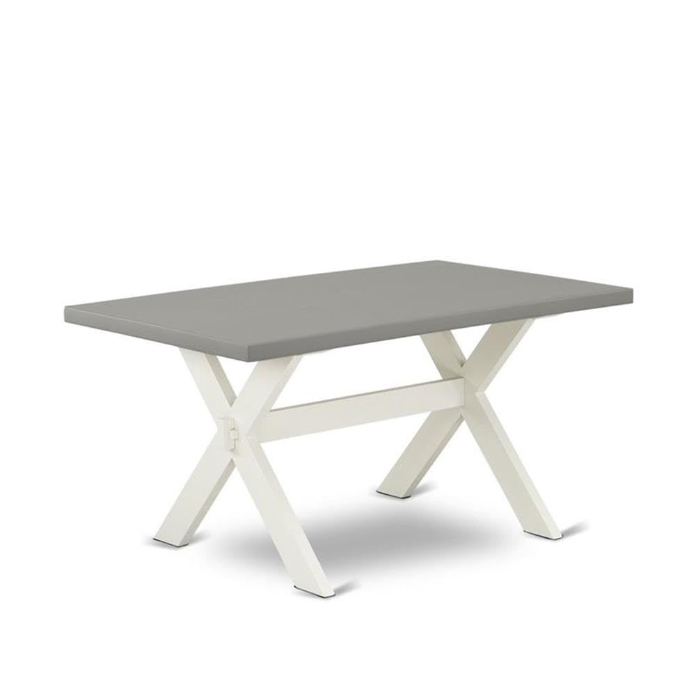 East West Furniture 6-Piece Kitchen Dining Set - 36x60 Inch Rectangle Table, 4 Dark Shitake Fabric Chairs & Bench - Modern Multi-Color Home Furniture for Kitchen, Dining Room, and Breakfast Nook