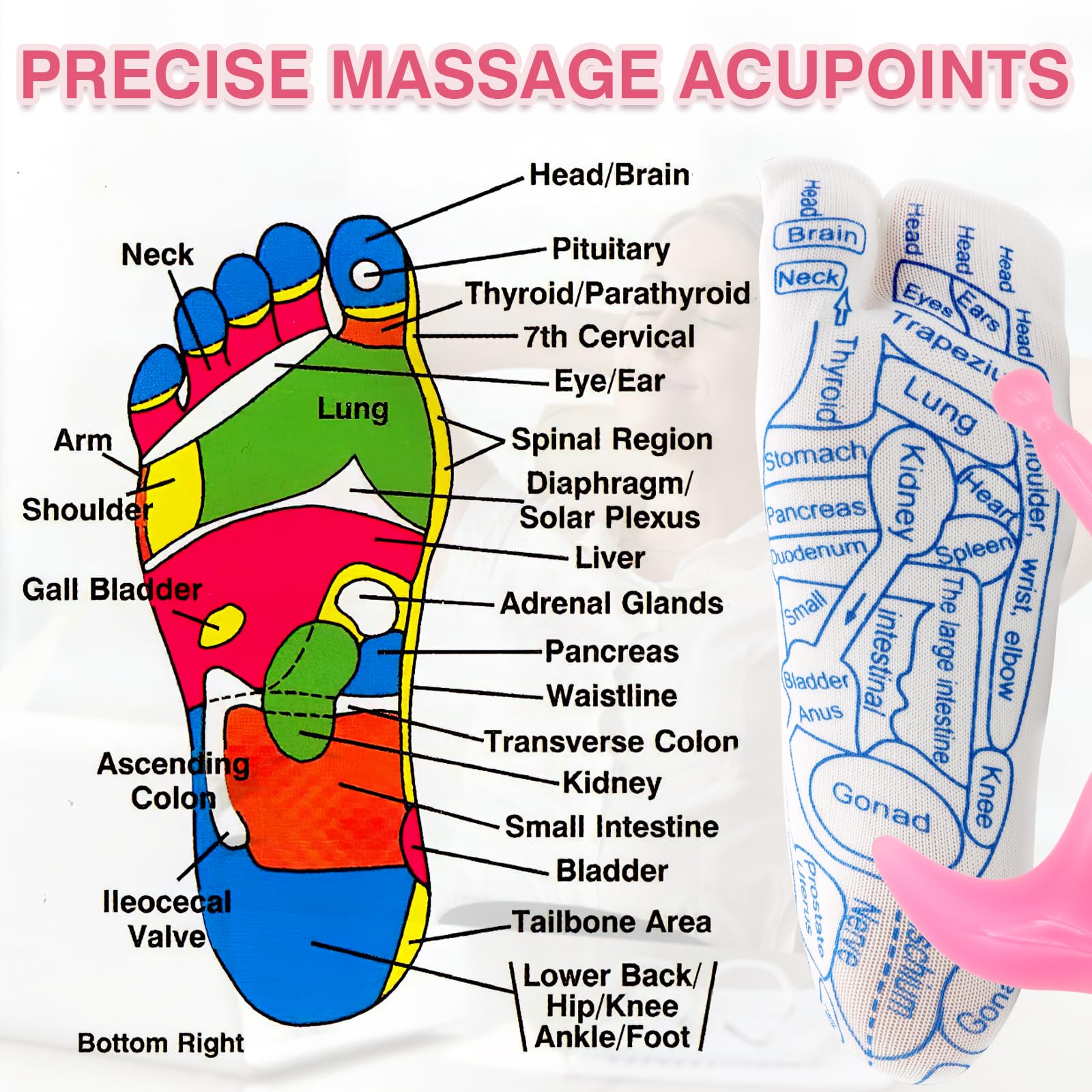 ZYNERY Reflexology Massage Socks with Acupressure Tool - Foot Pain Relief for Women, Pink - Perfect for Relaxation, Stress Relief & Home Spa Therapy