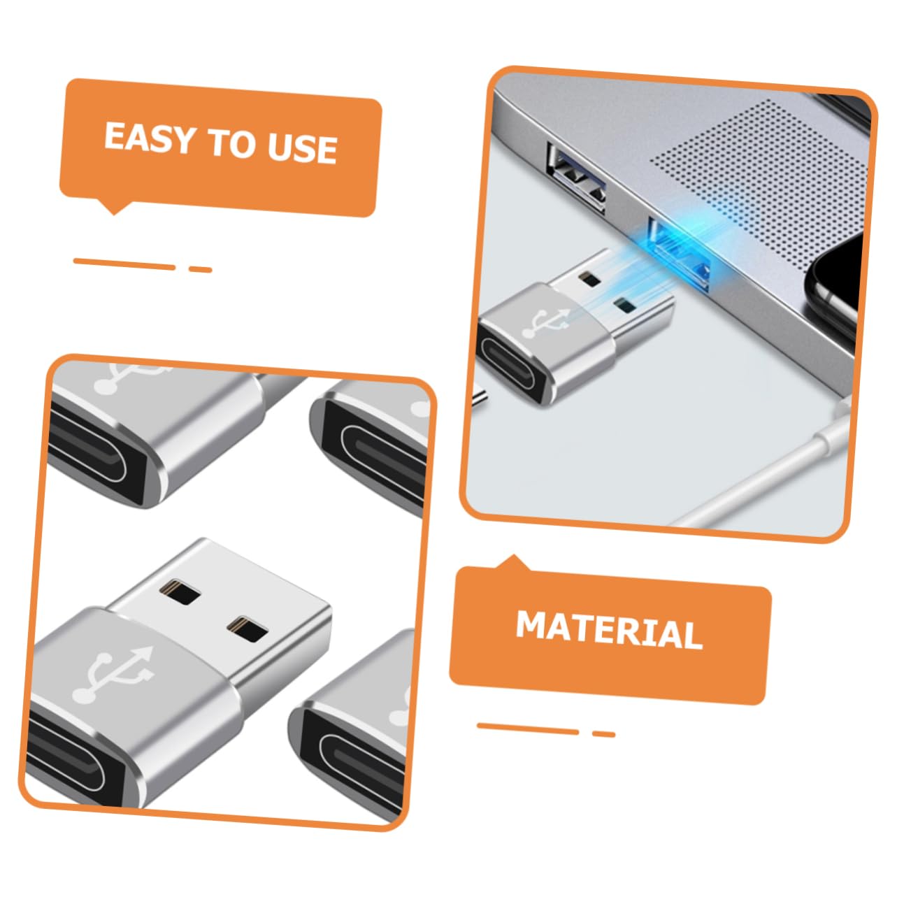 Hemobllo 3-Pack USB C to USB Adapter, Aluminum Alloy USB-C to USB 2.0 Converter for Charging, Data Transfer - Compatible with Laptop, Phone, Tablet, Power Bank & More