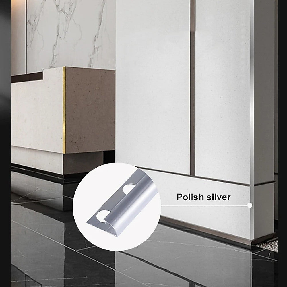 10 x Heavy Duty Round Edge Aluminum Tile Trim 10mm - Perfect for Bathroom, Kitchen, and Shower Wall Edging