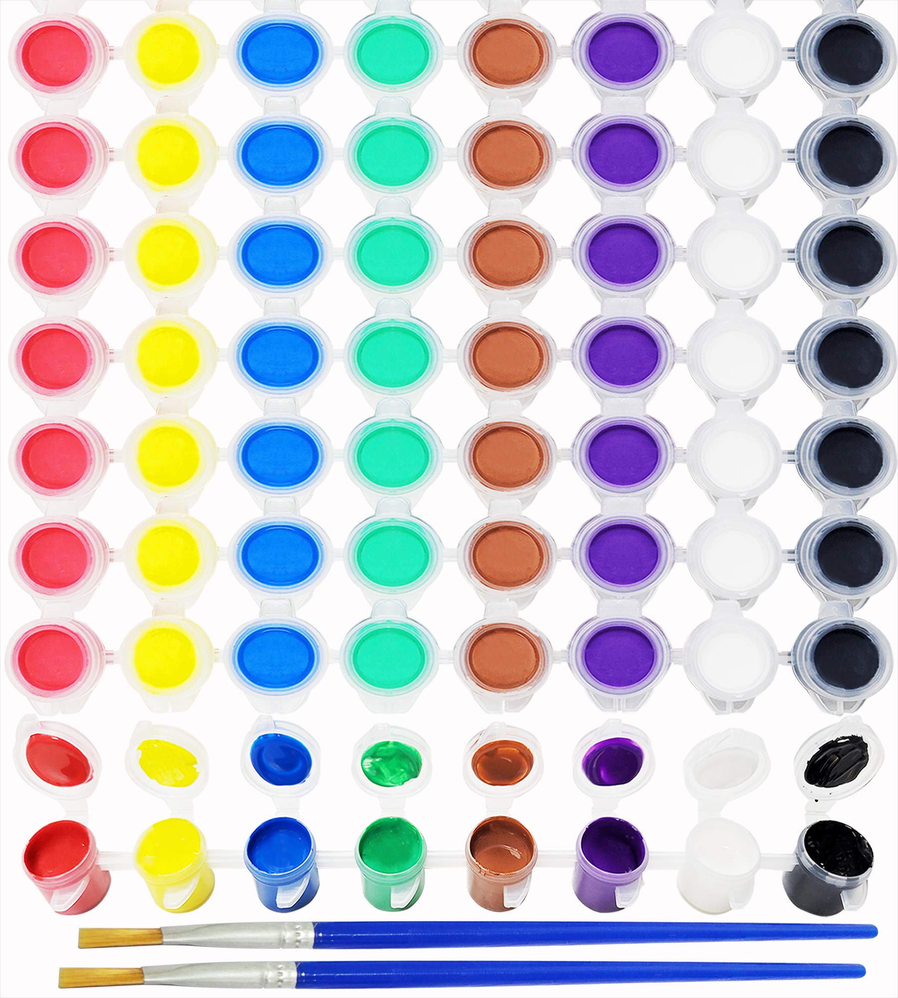 Acrylic Paint Strips for Kids & Adults - Bulk Set of 12 Washable Paint Pots with 12 Brushes, 8 Vibrant Colors Including Brown & Purple - Perfect for Art Projects, Birthday Party Favors, Classroom Activities, and DIY Crafts