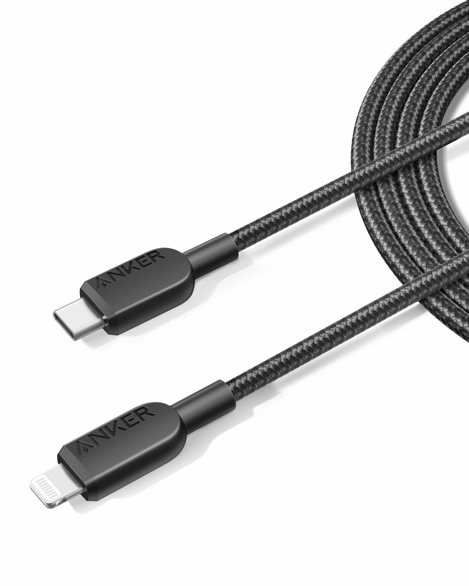 Anker USB C to Lightning Cable 6ft, MFi Certified Fast Charging Braided Cable for iPhone 14/14 Plus/14 Pro Max/13/13 Pro/12 - Durable & Tangle-Free (Black) - Perfect for Home, Office & Travel Charging