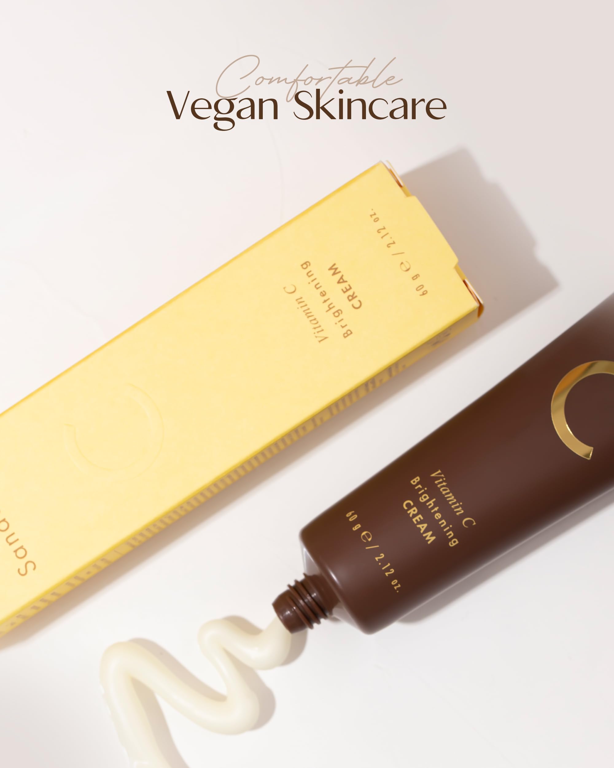 SKINCURE Vitamin C Face Cream - Vegan Korean Moisturizer with 2% Ascorbyl Glucoside for Radiant Glow & Anti-Aging - Hypoallergenic Hydration Cream, Cruelty Free, 2.03 oz - Perfect for Daily Skincare Routine & Nighttime Revitalization