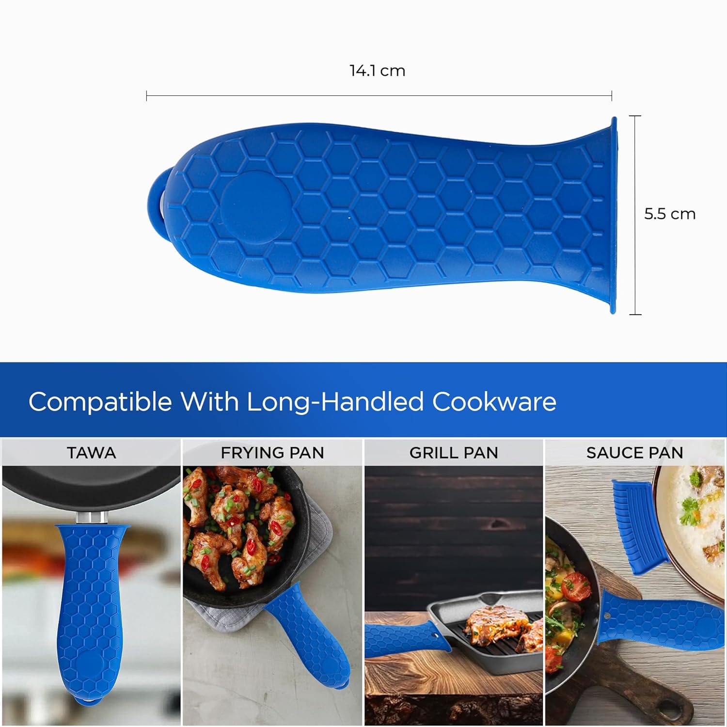 Kuber Industries Silicone Hot Handle Holder Set of 2 - Heat Resistant & Non-Slip Pot Holders for Stove, Oven, and Grill - Black (HH002) - Perfect for Cooking, Baking, and BBQ Safety