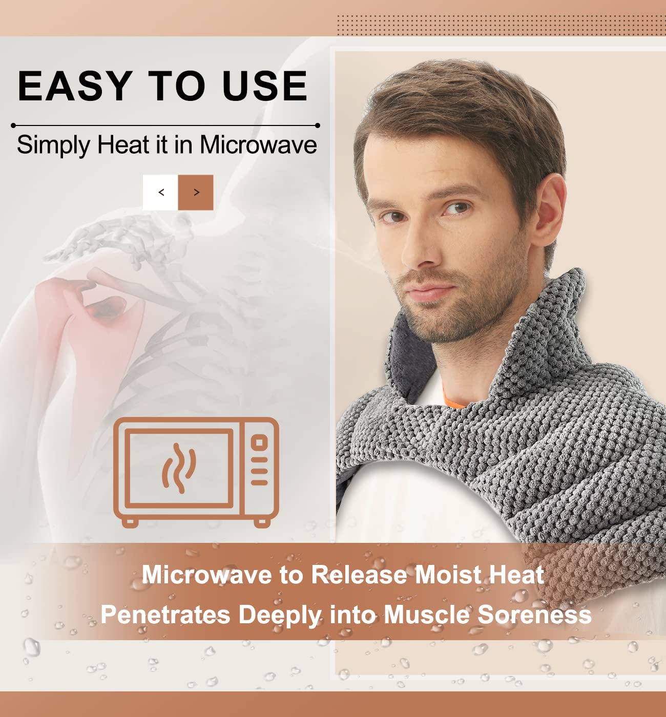 UNCN Microwaveable Heat Pad - Wheat Bag for Neck & Shoulder Pain Relief - Natural Heat Therapy Warmer - Perfect for Home, Office & Travel Use