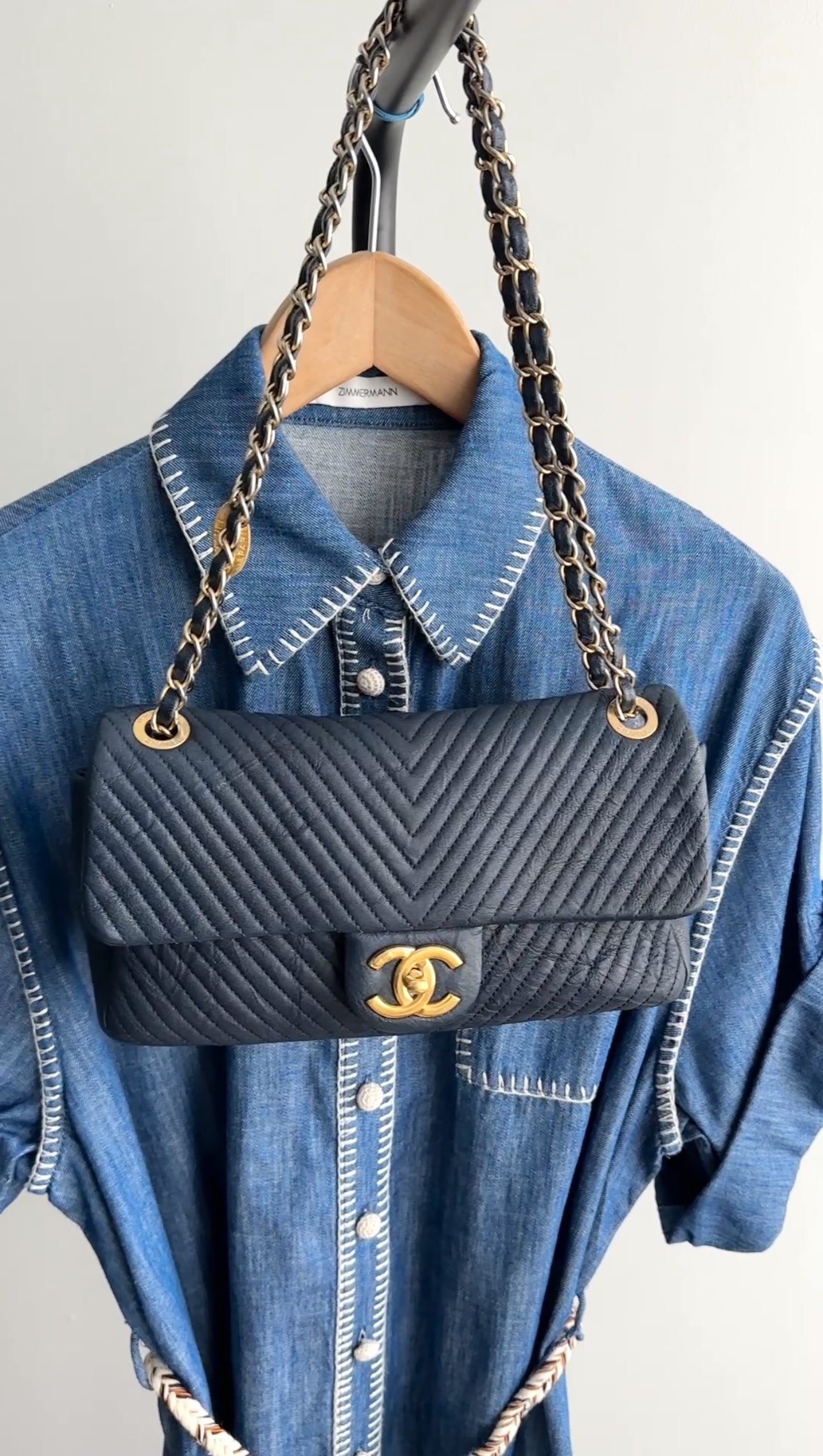Chanel Chevron Quilted Small Flap Bag in Navy Blue - Luxury Crossbody Purse for Women, Perfect for Date Night & Evening Events