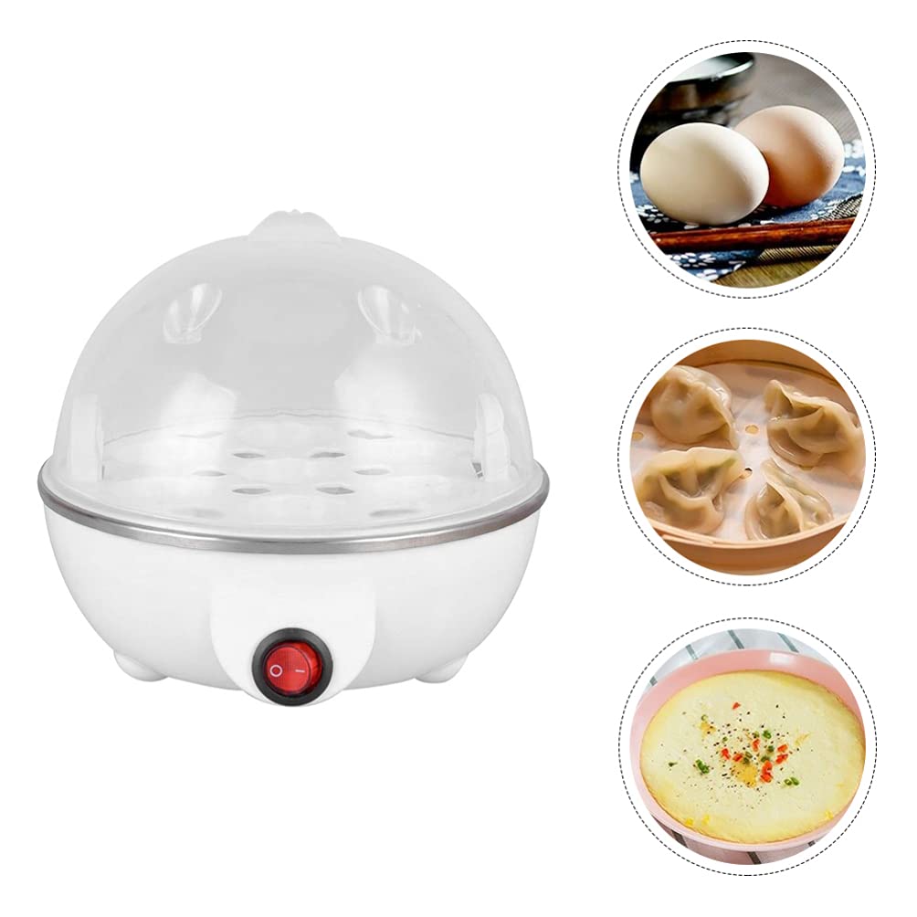 Hemoton 7-Egg Electric Egg Cooker - Rapid Boiling, Auto Shut Off, Easy-to-Use Egg Steamer for Perfect Soft/Medium/Hard Boiled Eggs - Ideal for Home Kitchen, Breakfast Meal Prep & Healthy Cooking (US Plug)
