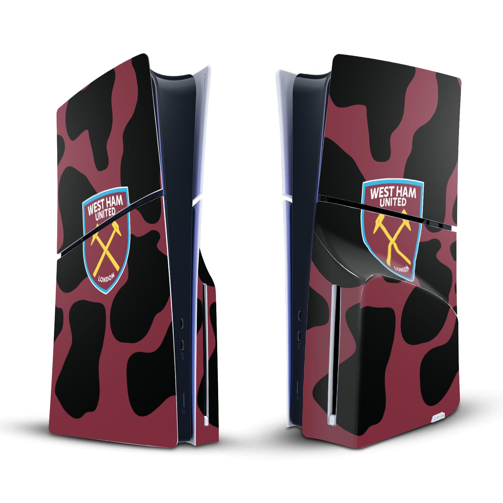 Official West Ham United FC Cow Art Vinyl Sticker Skin Compatible with Sony PlayStation 5 PS5 Slim/PRO Disc Edition Console - Premium Gaming Decal for Football Fans & Gamers - Perfect for Customizing Your PS5 Controller & Console