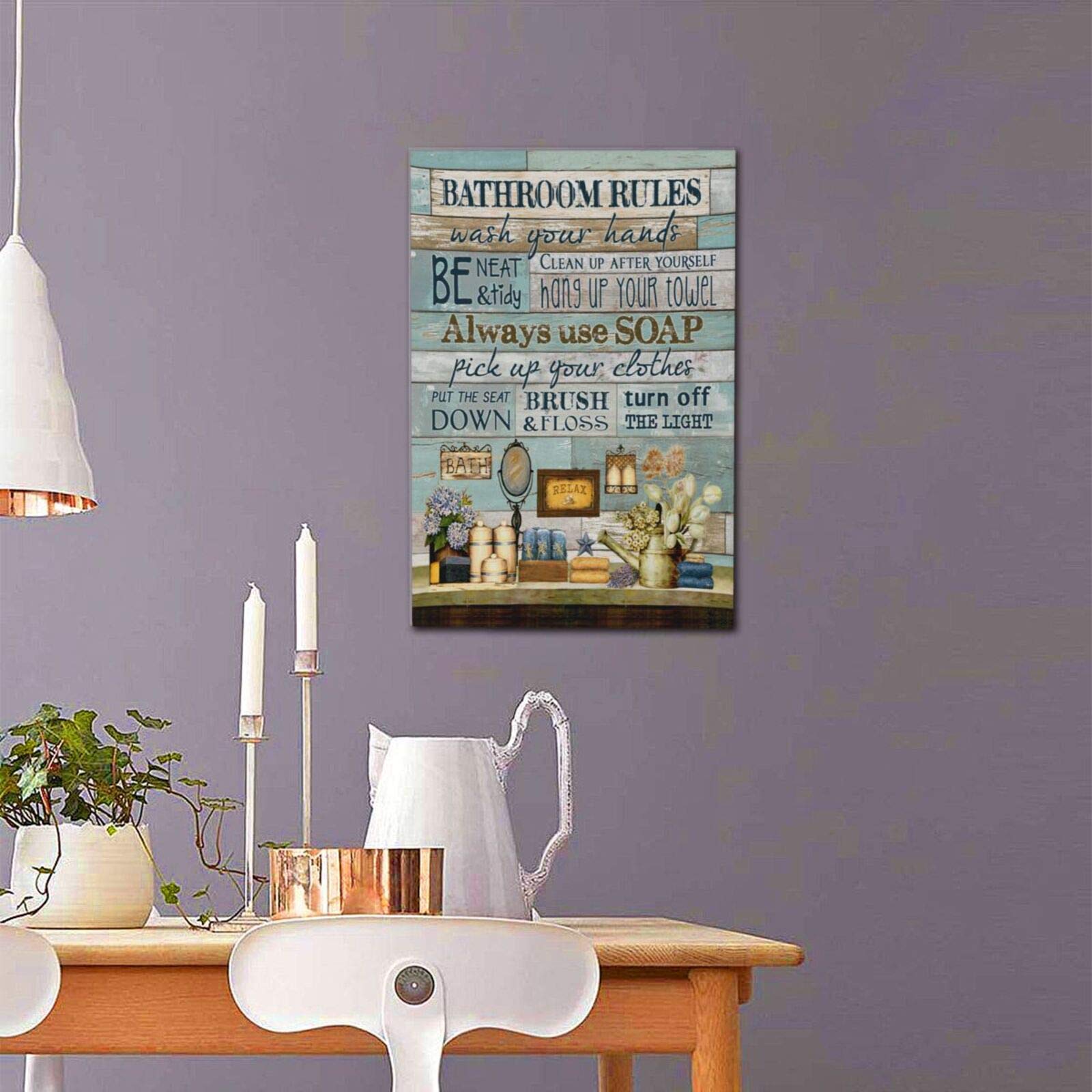 Bathroom Rules Wall Art - Framed Prints for Home & Office Decor