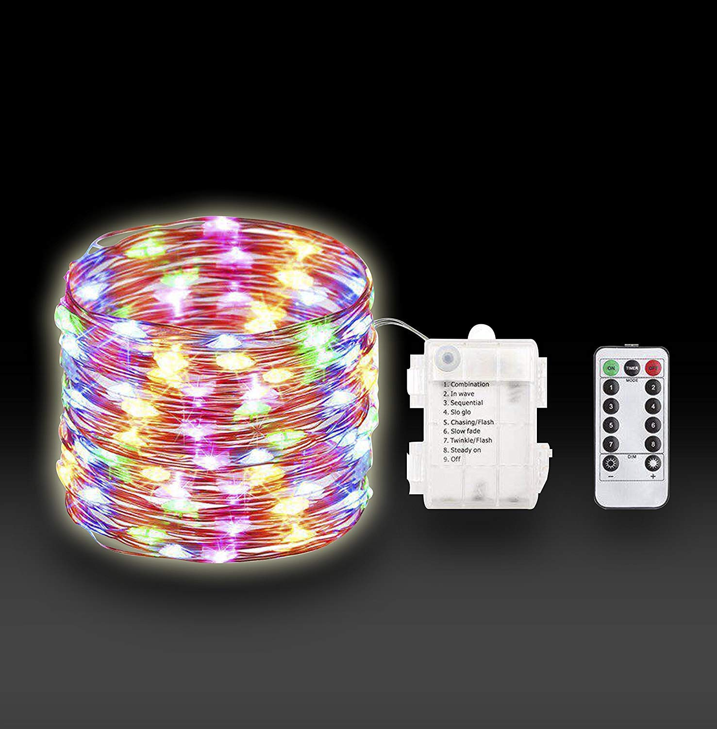 Yeaheo 100LED 33FT Copper Wire Fairy Lights with Remote Control - 8 Modes Battery Operated Waterproof LED String Lights for Bedroom, Wedding, Party, Home Decor | Perfect for Indoor & Outdoor Romantic Ambiance (Multi Color)