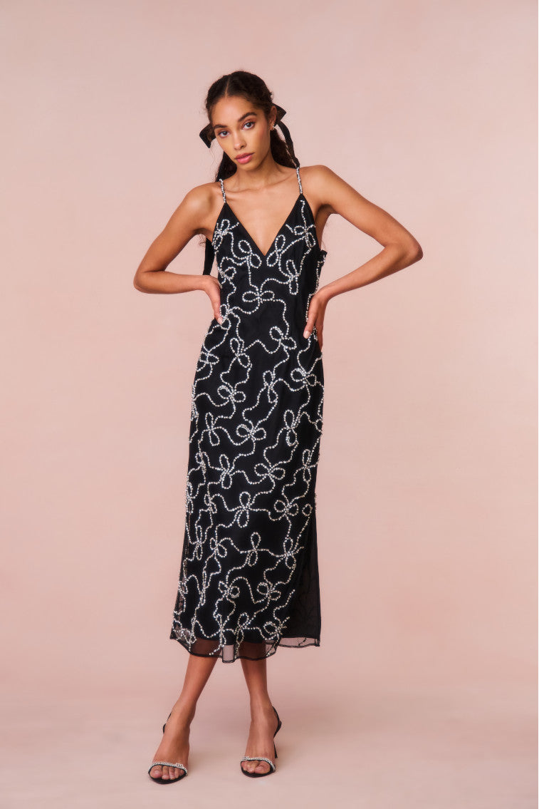 Kaylen Embellished Midi Dress - Elegant Floral Lace Cocktail Party Dress for Women | Perfect for Weddings, Date Nights & Special Occasions