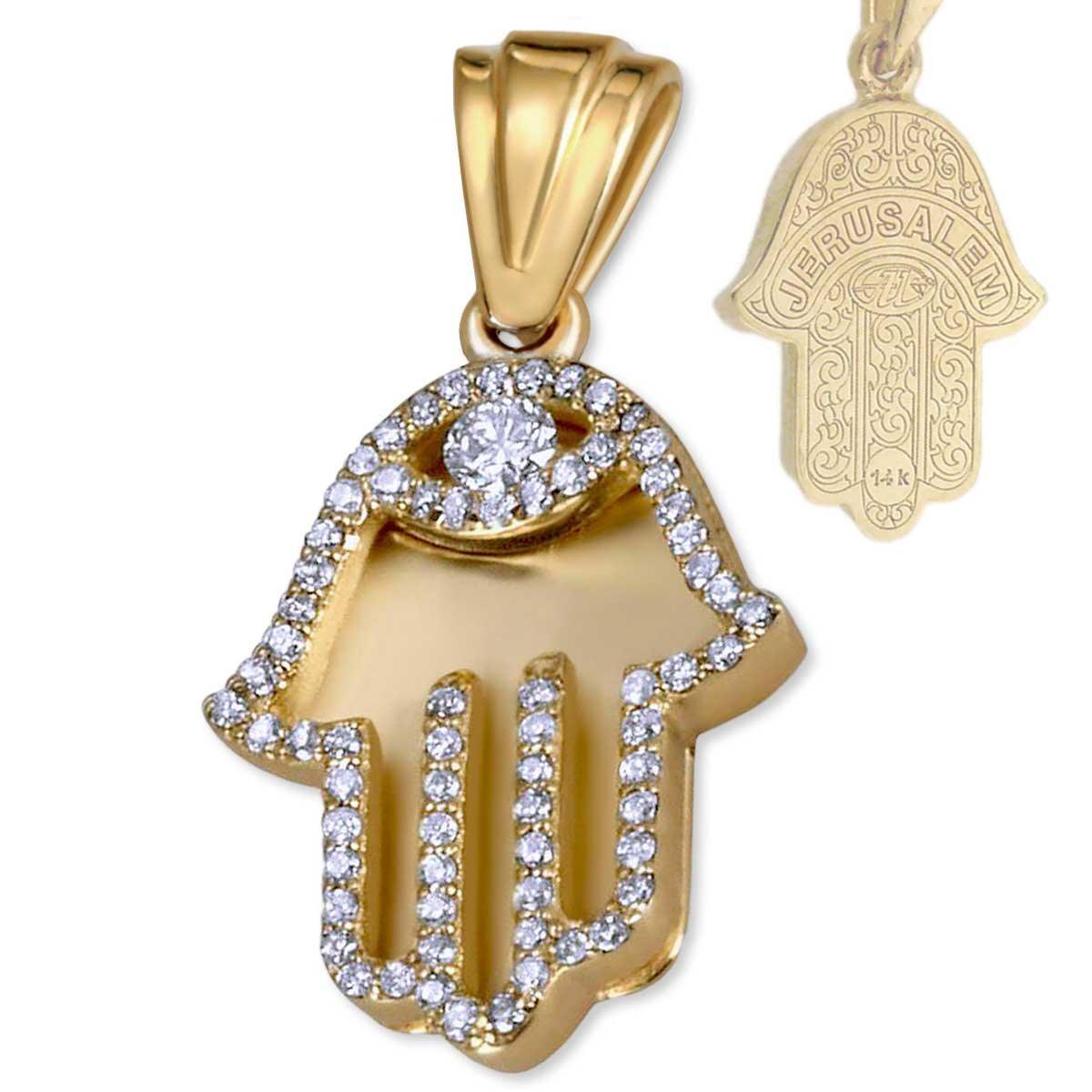 14K Gold Hamsa Pendant with 69 Genuine Diamonds - Elegant Hand of Fatima Necklace for Women | Perfect for Everyday Wear, Gift Giving & Spiritual Protection