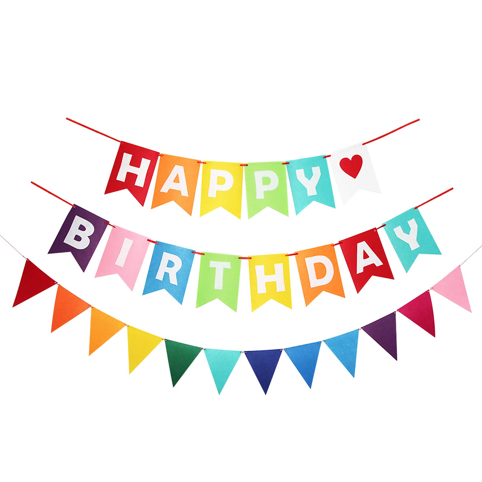 Rainbow Happy Birthday Banner - Colorful Felt Bunting Sign for Birthday Party Decorations | Girls & Boys Birthday Party Supplies | Perfect for Indoor & Outdoor Celebrations, Classroom Decor, Baby Showers