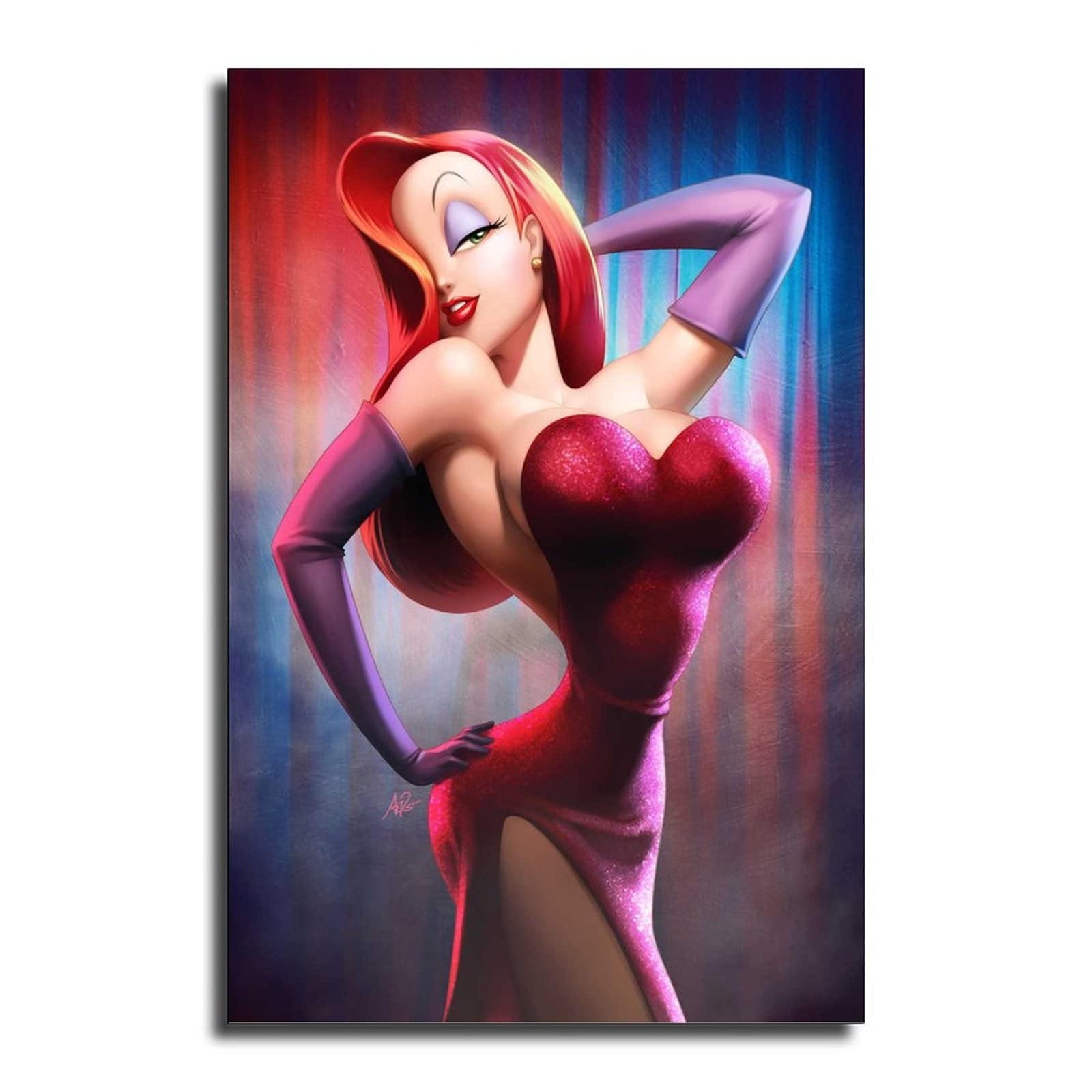 Jessica Rabbit Anime Wall Art - Sexy Vintage Poster Canvas Print 16x24 inches (40x60cm) - Perfect for Living Room, Bedroom & Office Decor - Great Gift for Anime Fans & Home Interior Design