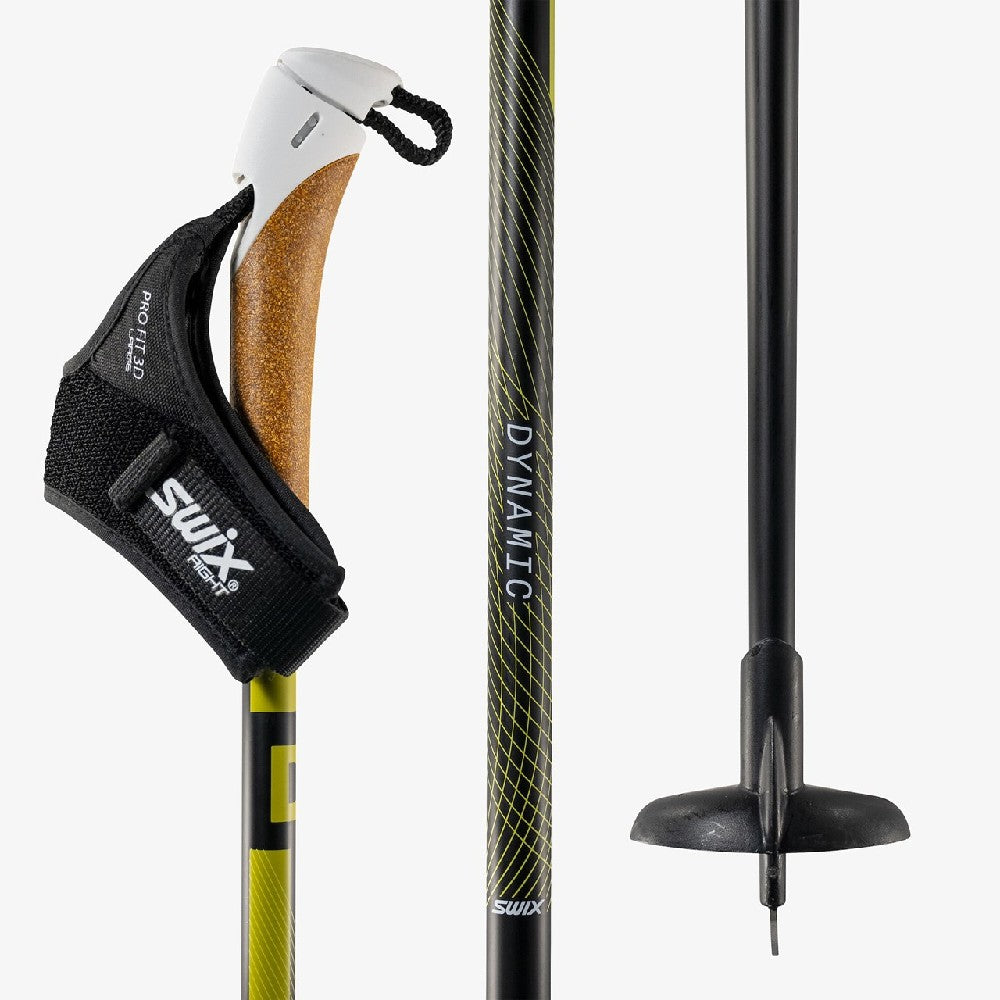 Swix Dynamic D3 Ski Poles - Lightweight Carbon Fiber Adjustable Trekking Poles for Alpine Skiing & Backcountry Touring - Perfect for Downhill Racing & Winter Mountain Adventures