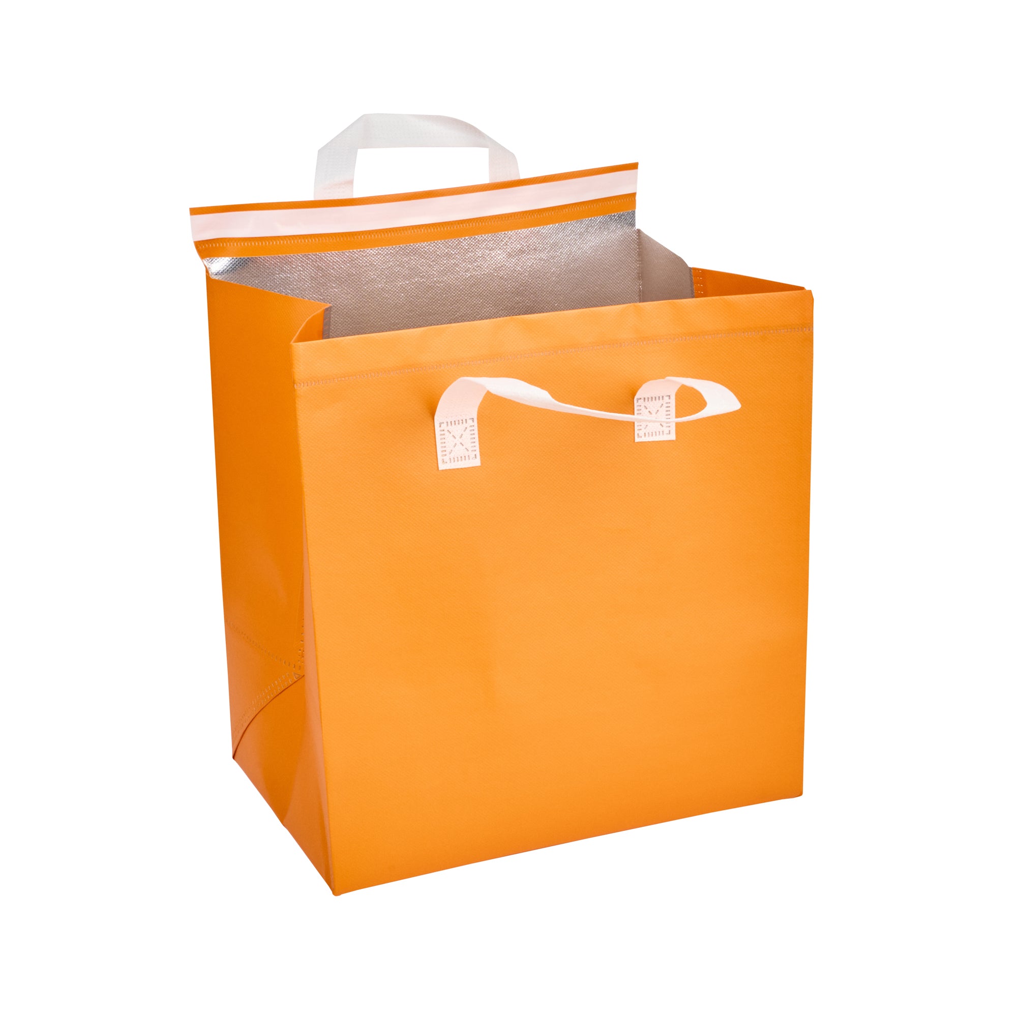 Orange Insulated Take Out Bags - Tamper Evident Food Delivery Bags (11.75