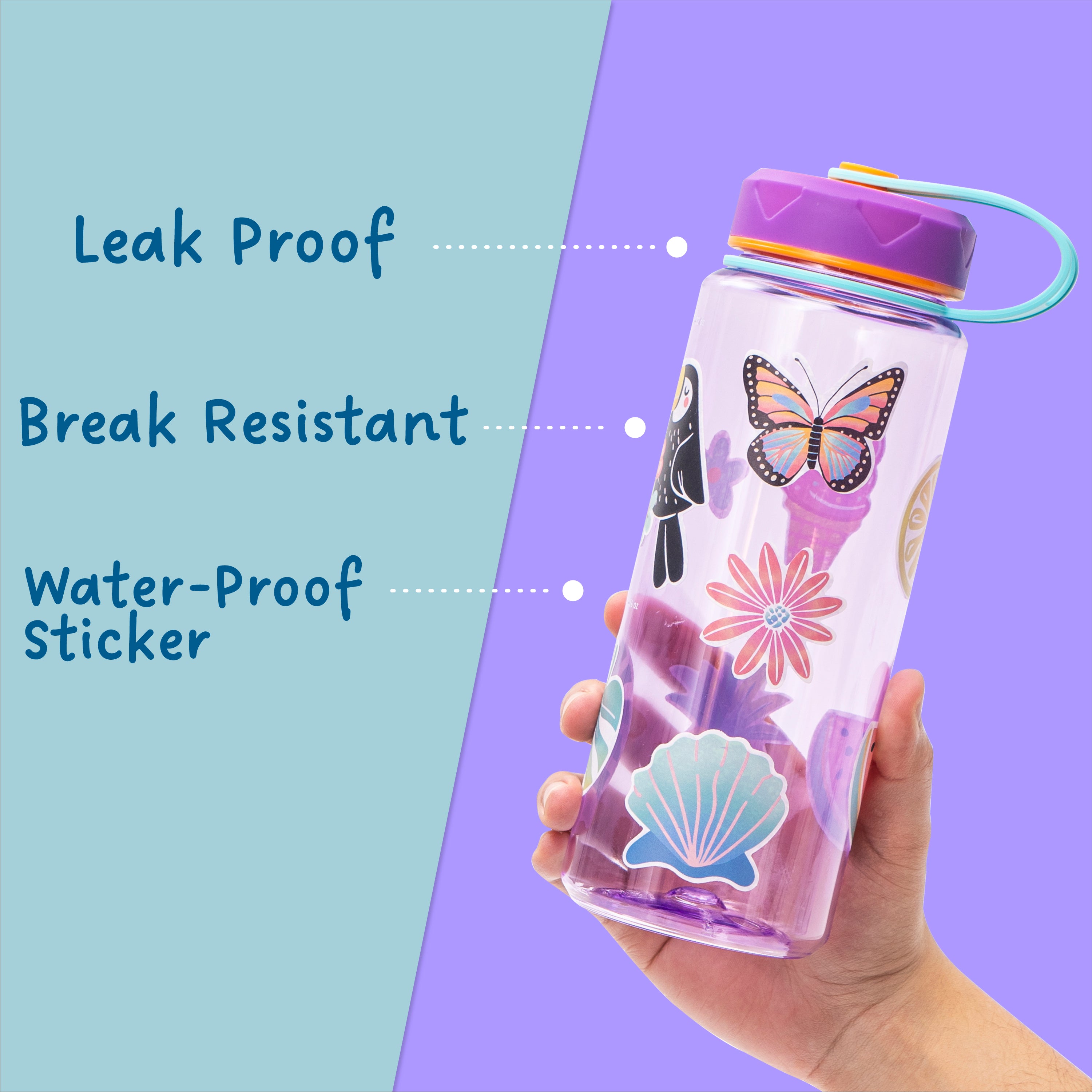 36oz Insulated Water Bottle with Leak-Proof Lid, Carry Strap & Measurement Markings - Purple - Perfect for Gym, Hiking & Outdoor Activities