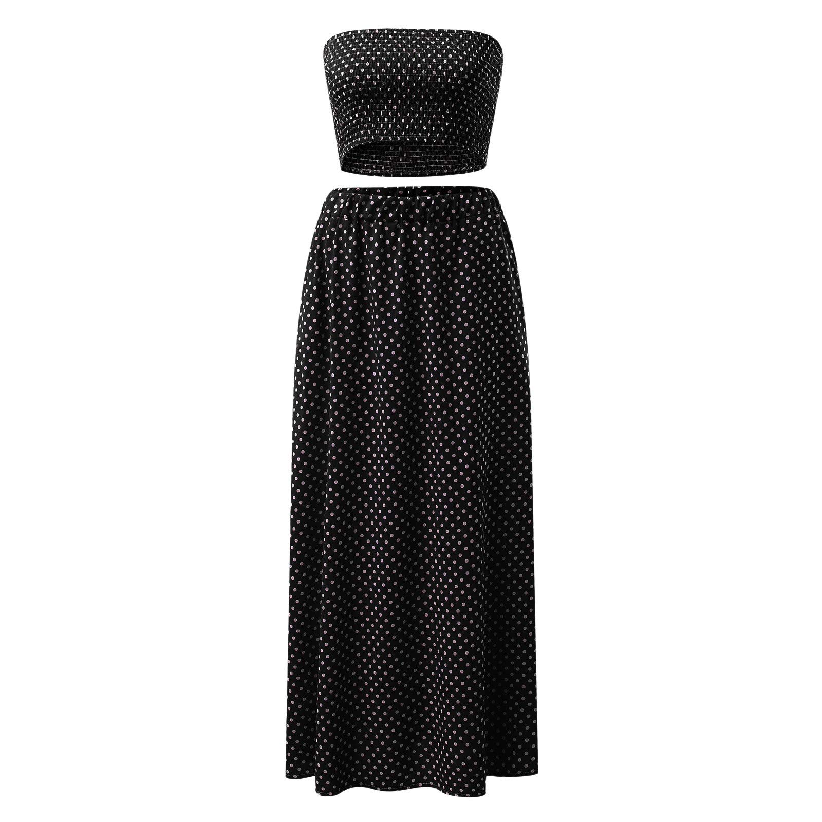 2 Piece Skirt Sets for Women - Casual Summer Off Shoulder Print Maxi Dress & Pleated A-Line Beach Skirt Set | Perfect for Vacations, Beach Outings & Summer Parties