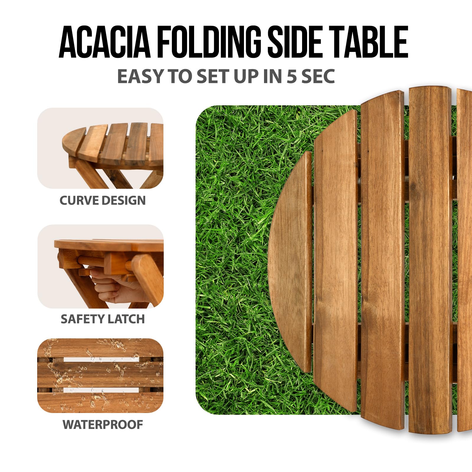 2-Pack Small Folding Wooden Tables - Round 13