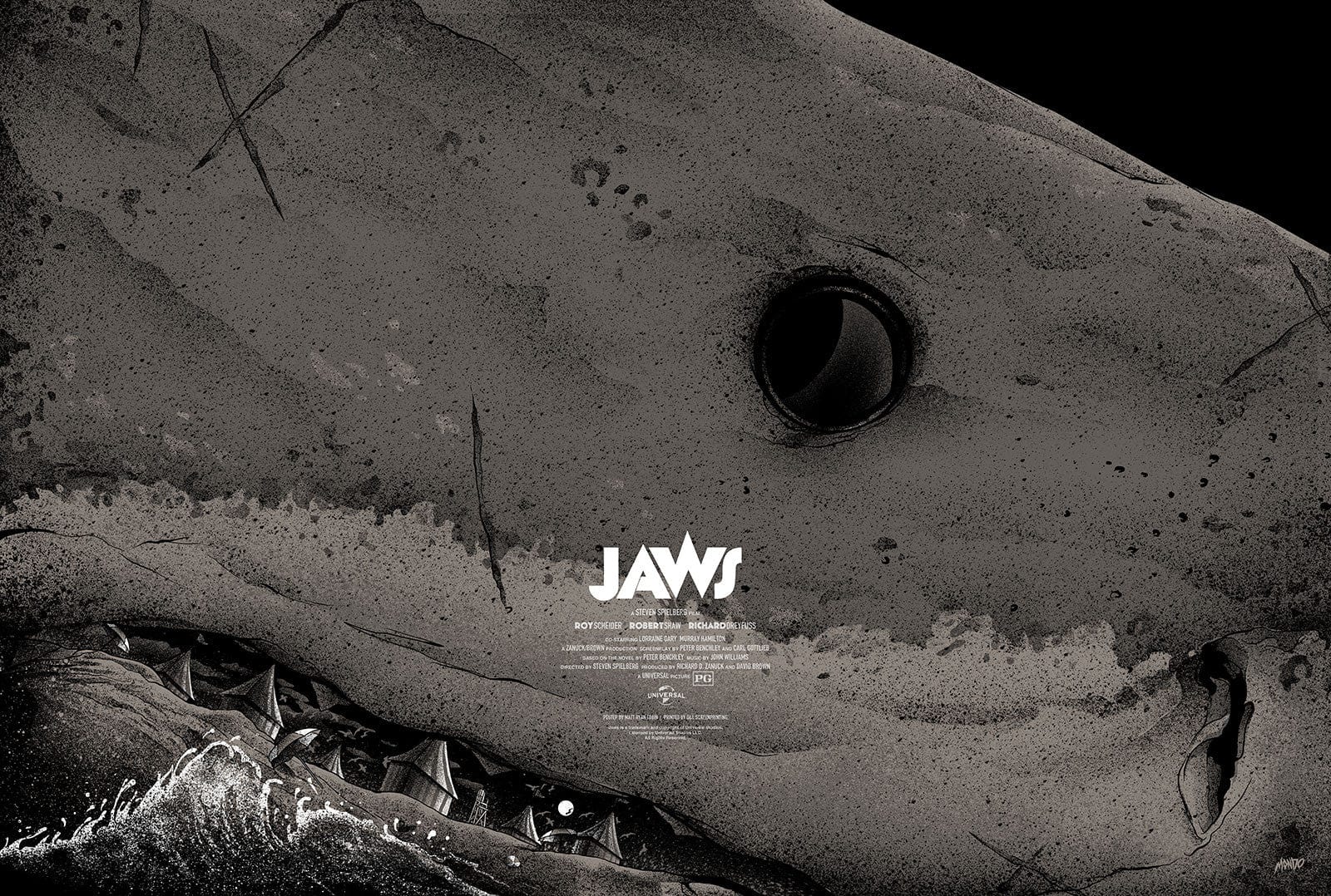Jaws Movie Poster - Classic Shark Horror Film Wall Art Decor for Home, Office, or Theater Room