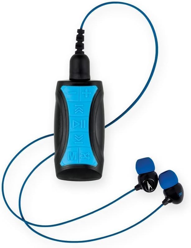 H2O Audio Stream 3 PRO & Surge S+ Waterproof Bluetooth Earbuds - Multi-Sport MP3 Music Player for Swimming, Running, Cycling - Includes Playlist+ App - Perfect for Pool Workouts & Outdoor Activities - Blue