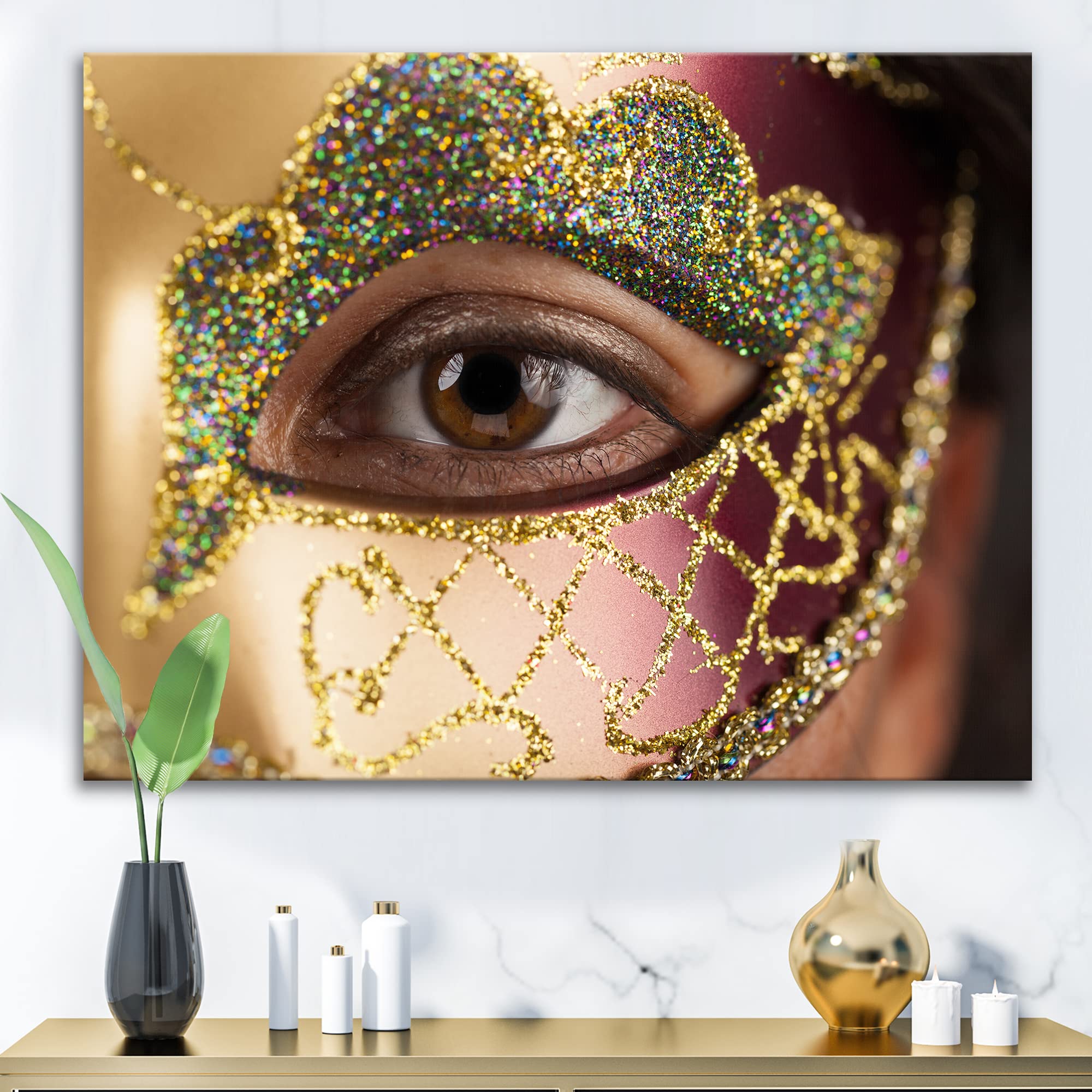 Venetian Mask Woman Modern Canvas Wall Art - Elegant Home Decor for Living Room, Bedroom & Office