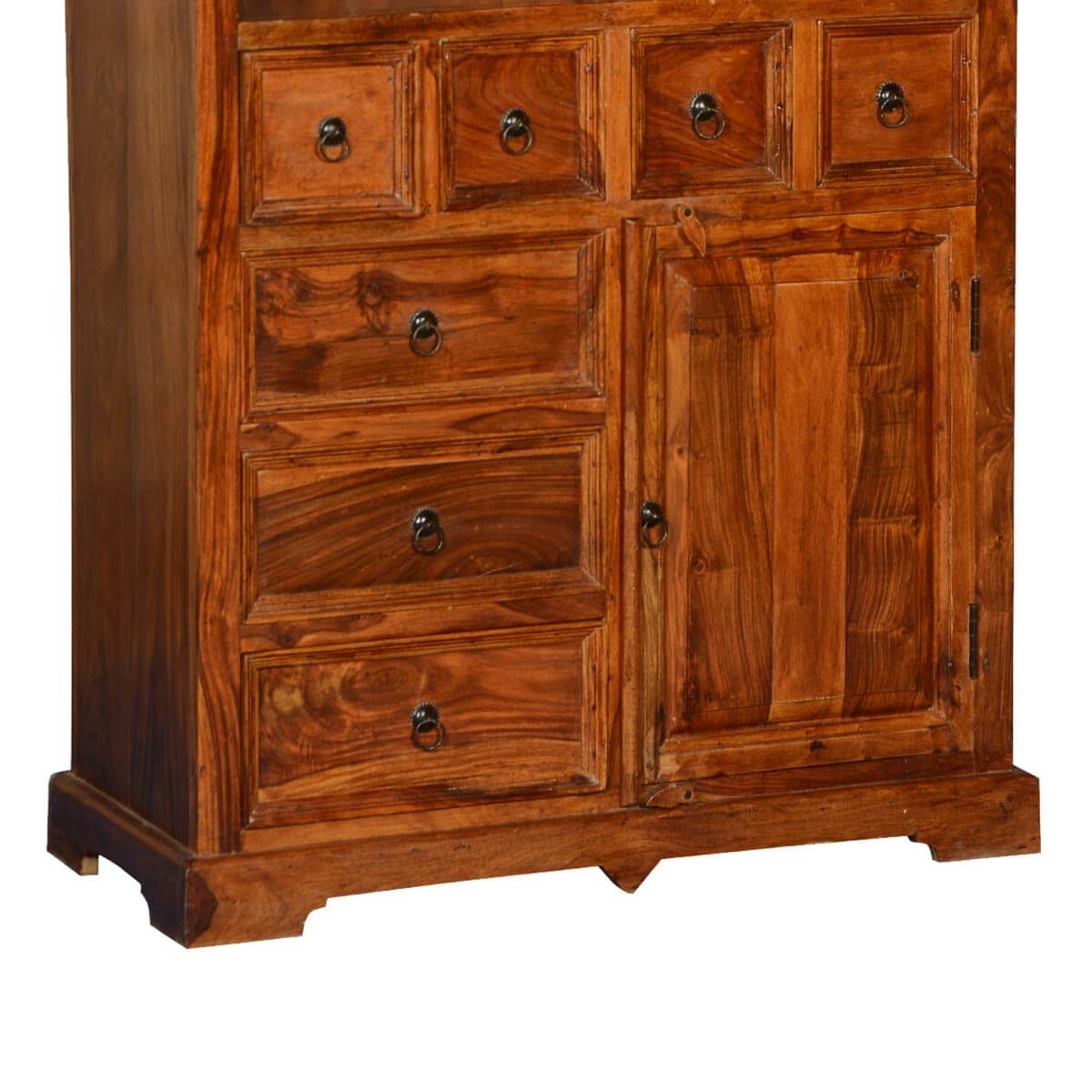 Rustic Wood Bookcase with Doors & Drawers - Gainesville 2 Open Shelf Storage Unit for Living Room, Bedroom, or Home Office