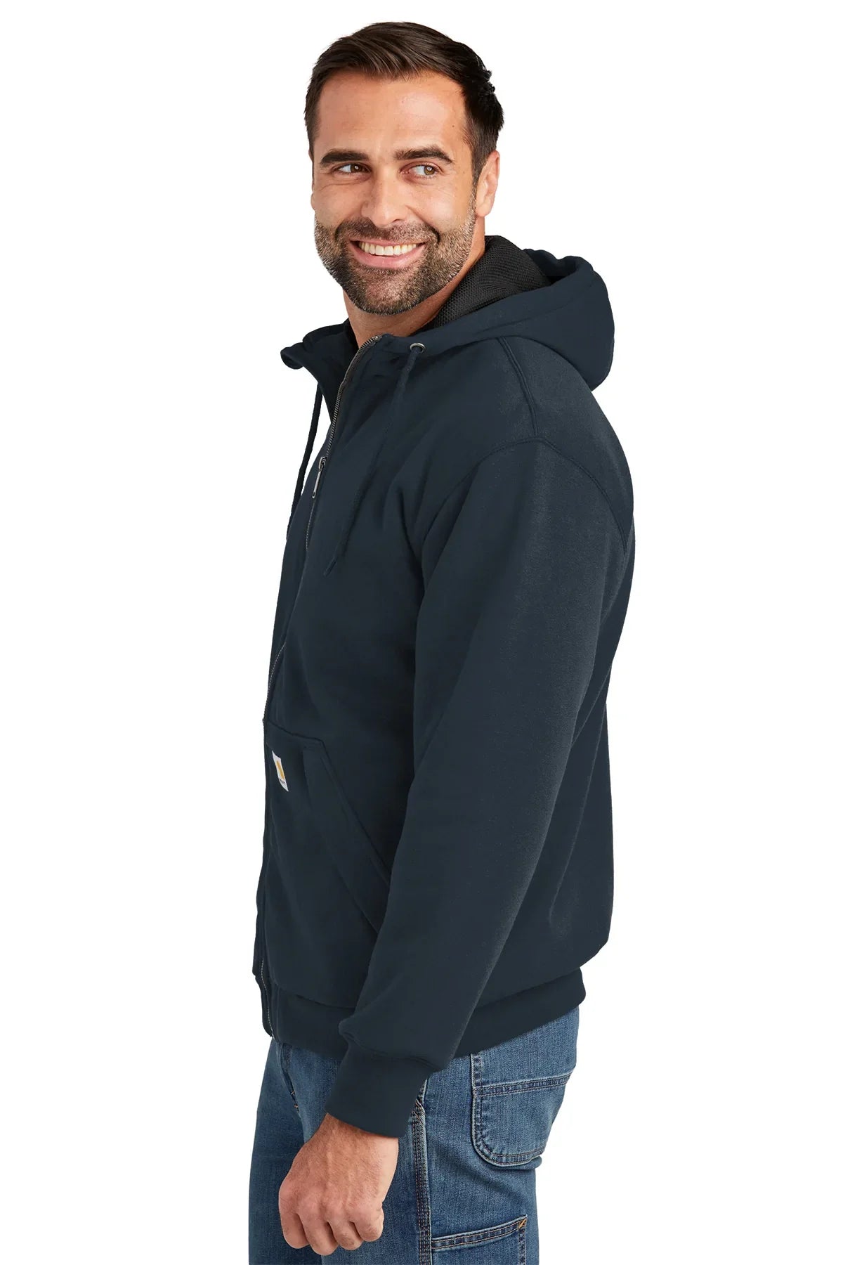 Carhartt Men's Thermal Lined Zip-Up Hoodie Jacket - New Navy Color | AllEarth Renewables | Warm Workwear for Outdoor Jobs & Winter Activities
