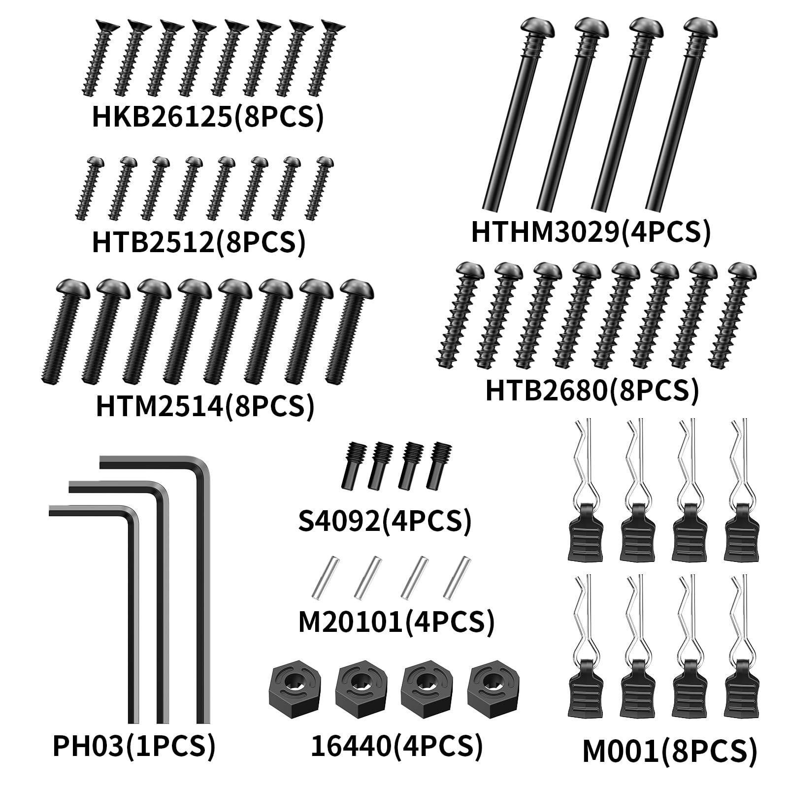 HYPER GO KS003 RC Car Screw Kit - Spare Parts & Accessories for 1/14 & 1/16 Scale RC Vehicles | Perfect for Repairs & Maintenance of Remote Control Cars