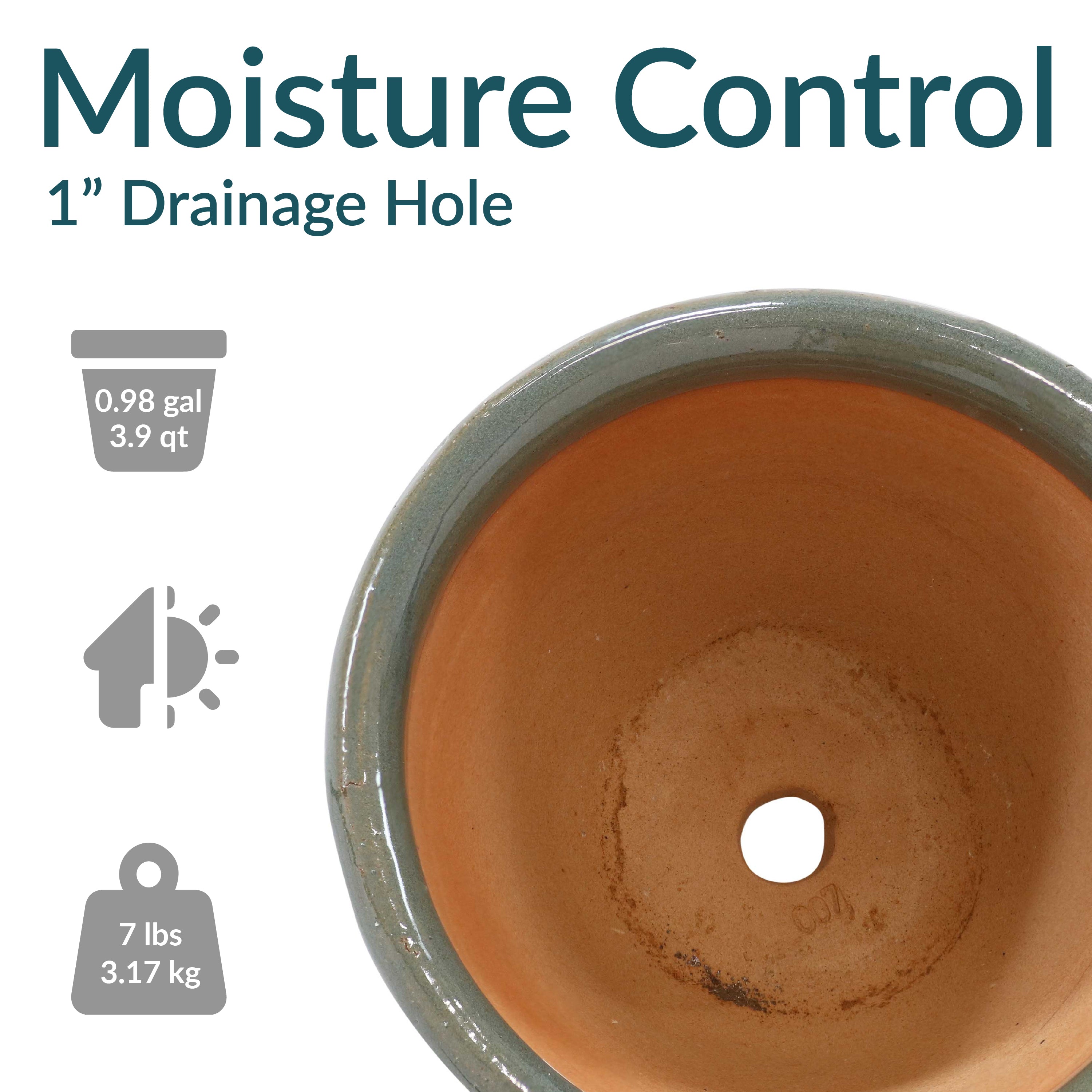 Sunnydaze Chalet Glazed Ceramic Plant Pots with Drainage Holes - Set of 2, Indoor Outdoor Garden Decor for Flowers, Succulents, Herbs - Perfect for Patio, Balcony, and Home Décor