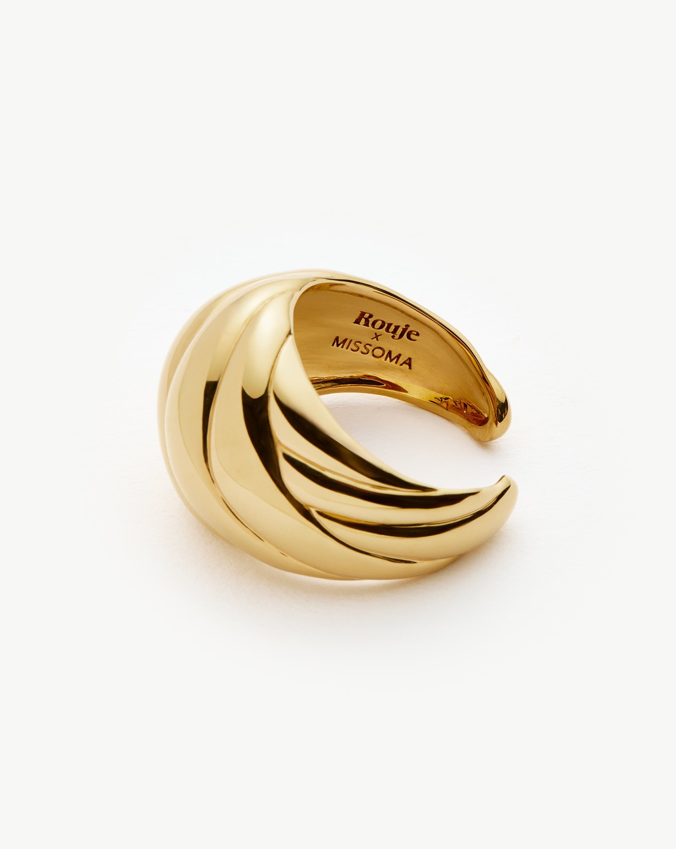 Rouje Kat Chunky Dome Open Ring - 18k Gold Plated Statement Jewelry for Women | Perfect for Parties, Date Nights & Everyday Wear