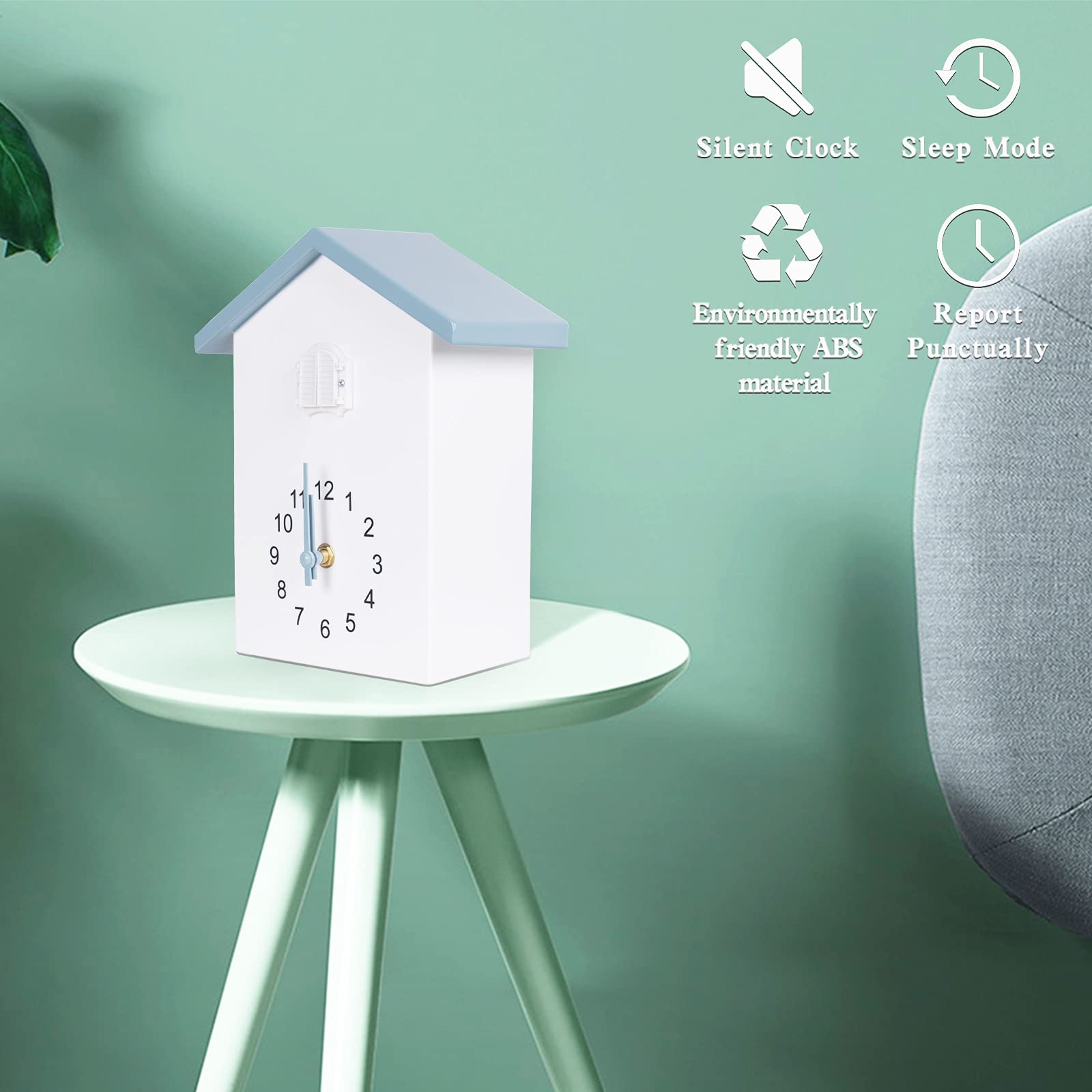 KEYPOWER Cuckoo Clock with Bird Sounds - Traditional German Pendulum Wall Clock with Alarm, Bird House Design - Perfect for Living Room, Kitchen, Office & Home Decor (Gray)