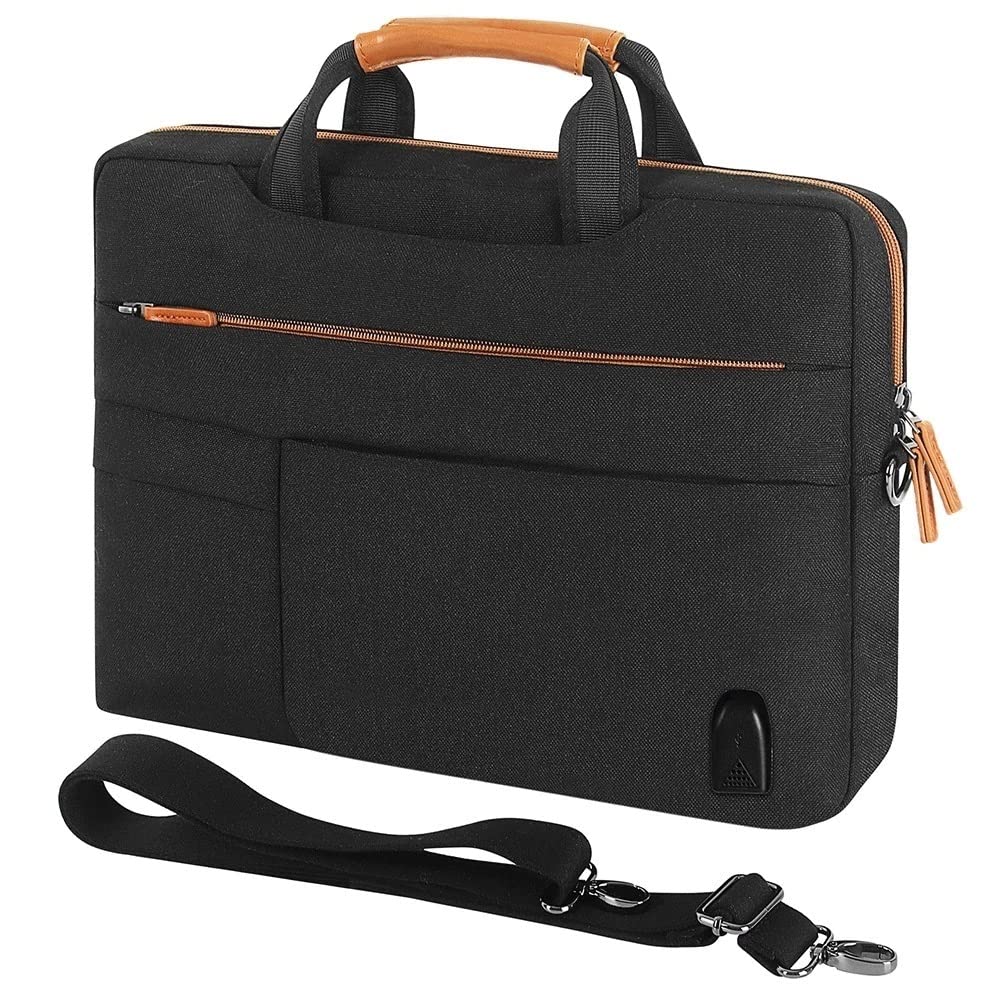 Waterproof Laptop Bag 15.6 Inch with USB Charging Port - Lightweight Business Briefcase & Shoulder Messenger Bag for Men & Women - Perfect for Office, Travel, and Commuting