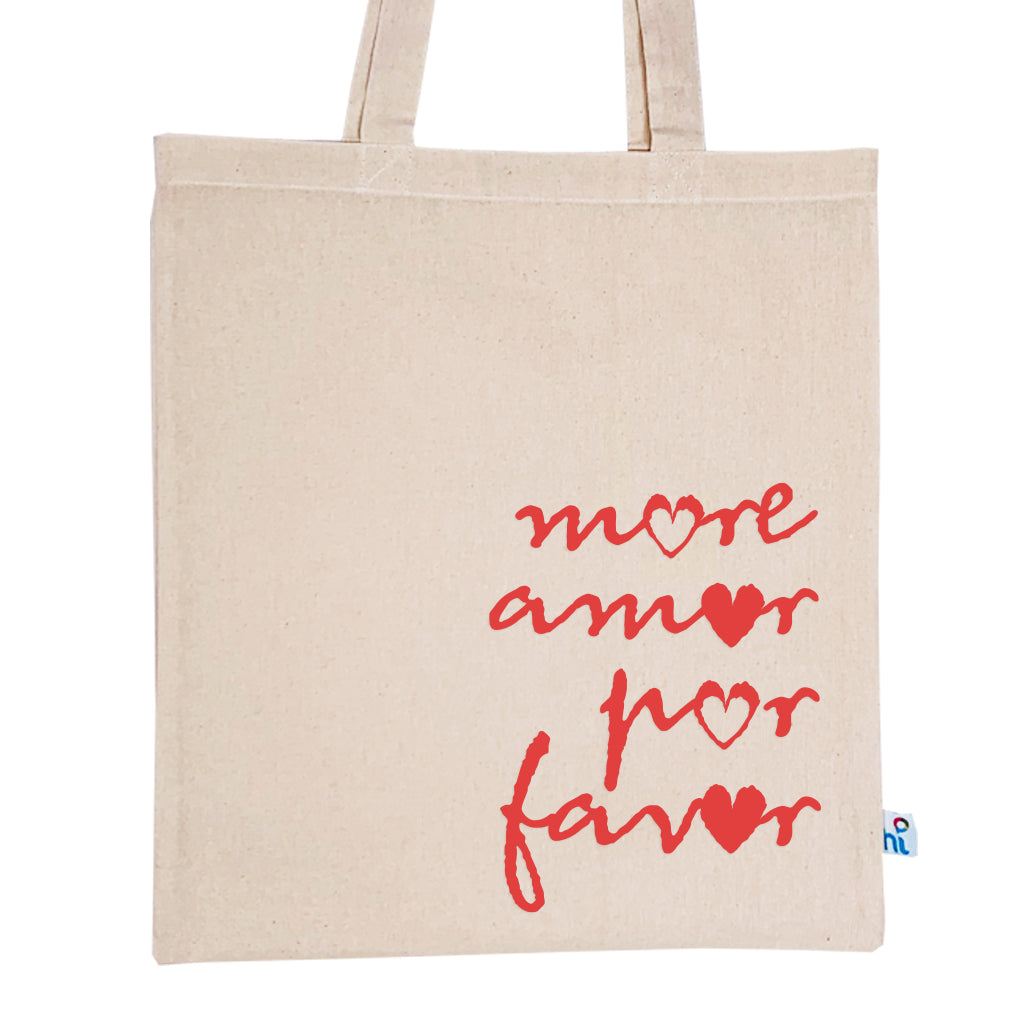 Stylish More Amor Por Favor Calico Tote Bag - Eco-Friendly Cotton Shopping Bag for Women - Perfect for Groceries, Beach Trips & Daily Use