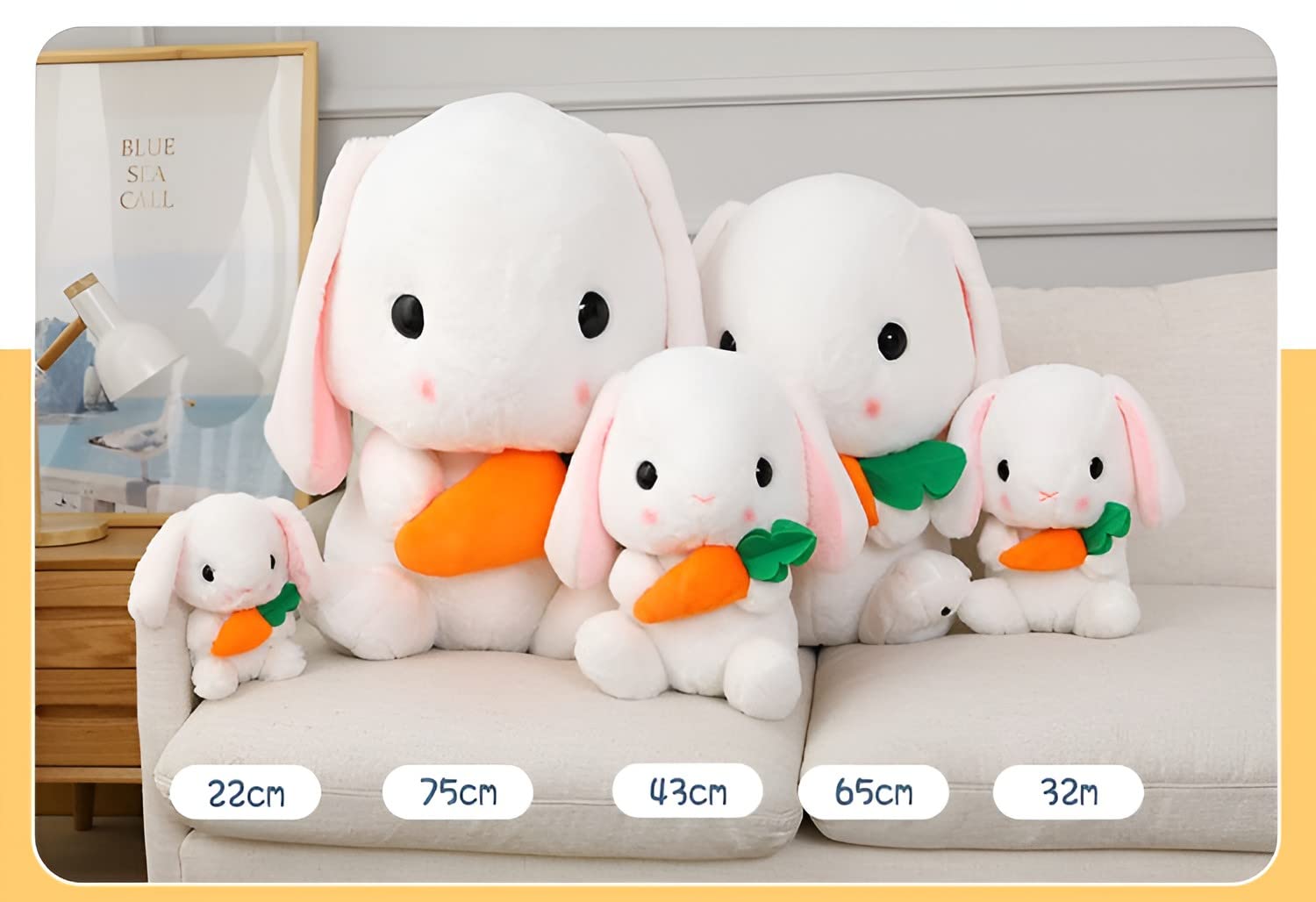 HOUPU Realistic Sitting Lop Eared Rabbit Plush Toy - 29.5