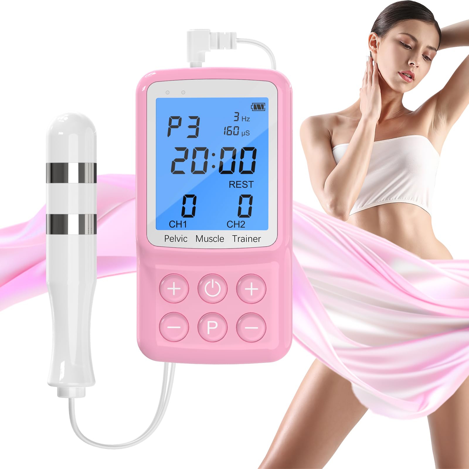 Electric Kegel Exerciser for Women - Pelvic Floor Muscle Strengthening Device, Incontinence Treatment, Pink - Postpartum Recovery & Bladder Control Support