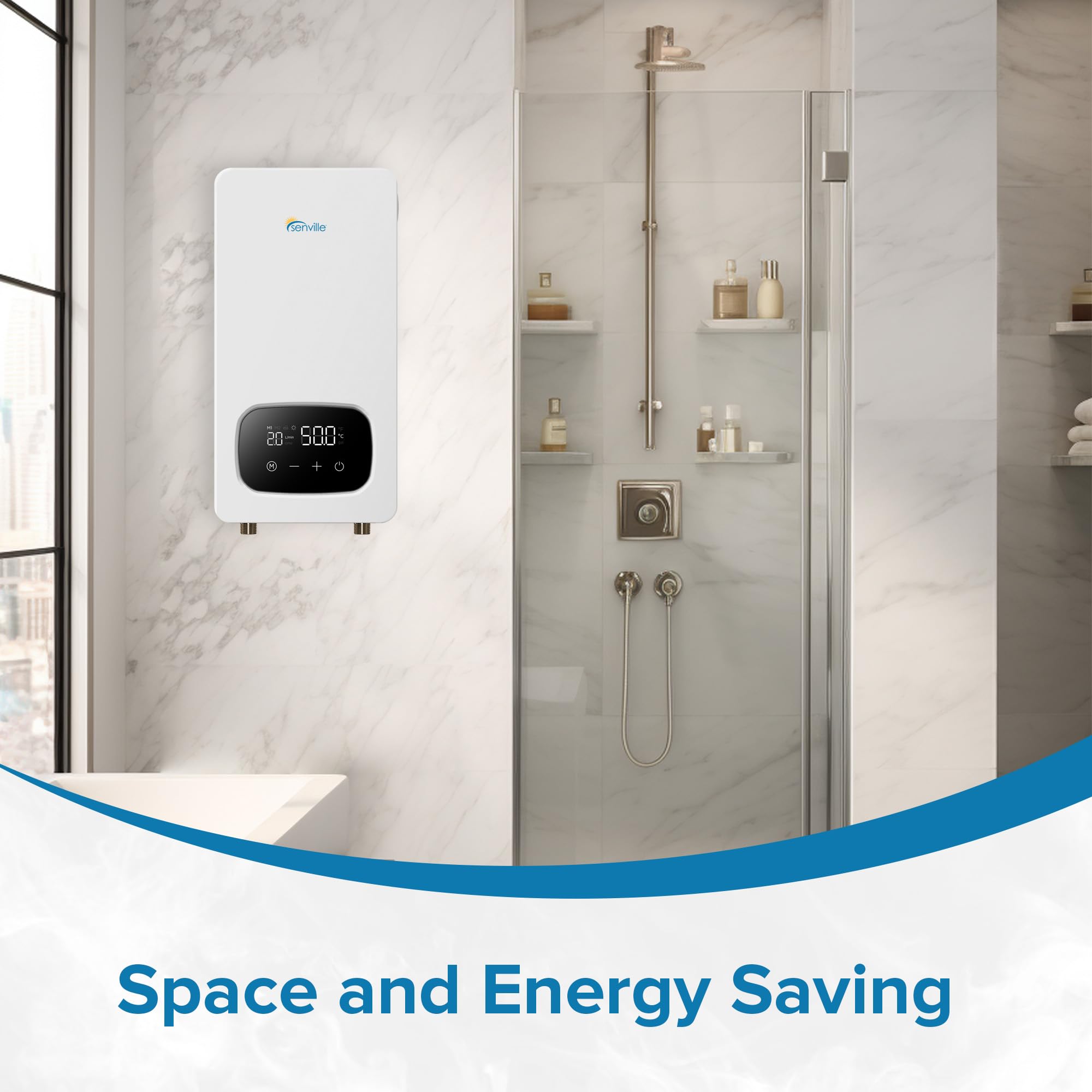Senville 18KW 240V Electric Tankless Water Heater - Instant Hot Water for Homes, Apartments & Small Businesses | Energy Efficient On-Demand Heating Solution for Showers, Sinks & Appliances