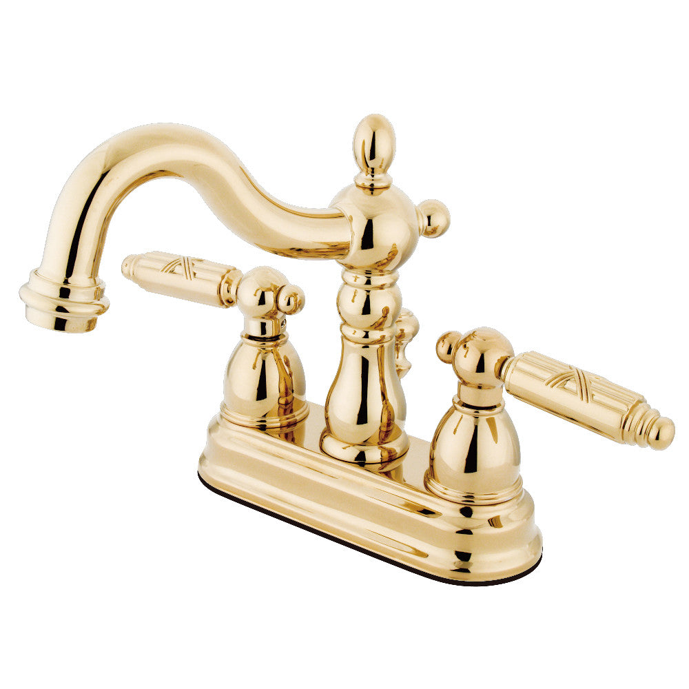 Kingston Brass KB1605GL 4-Inch Centerset Bathroom Faucet - Polished Gold Finish, Single Handle, Water-Saving Design for Sink Vanity and Powder Room Installation